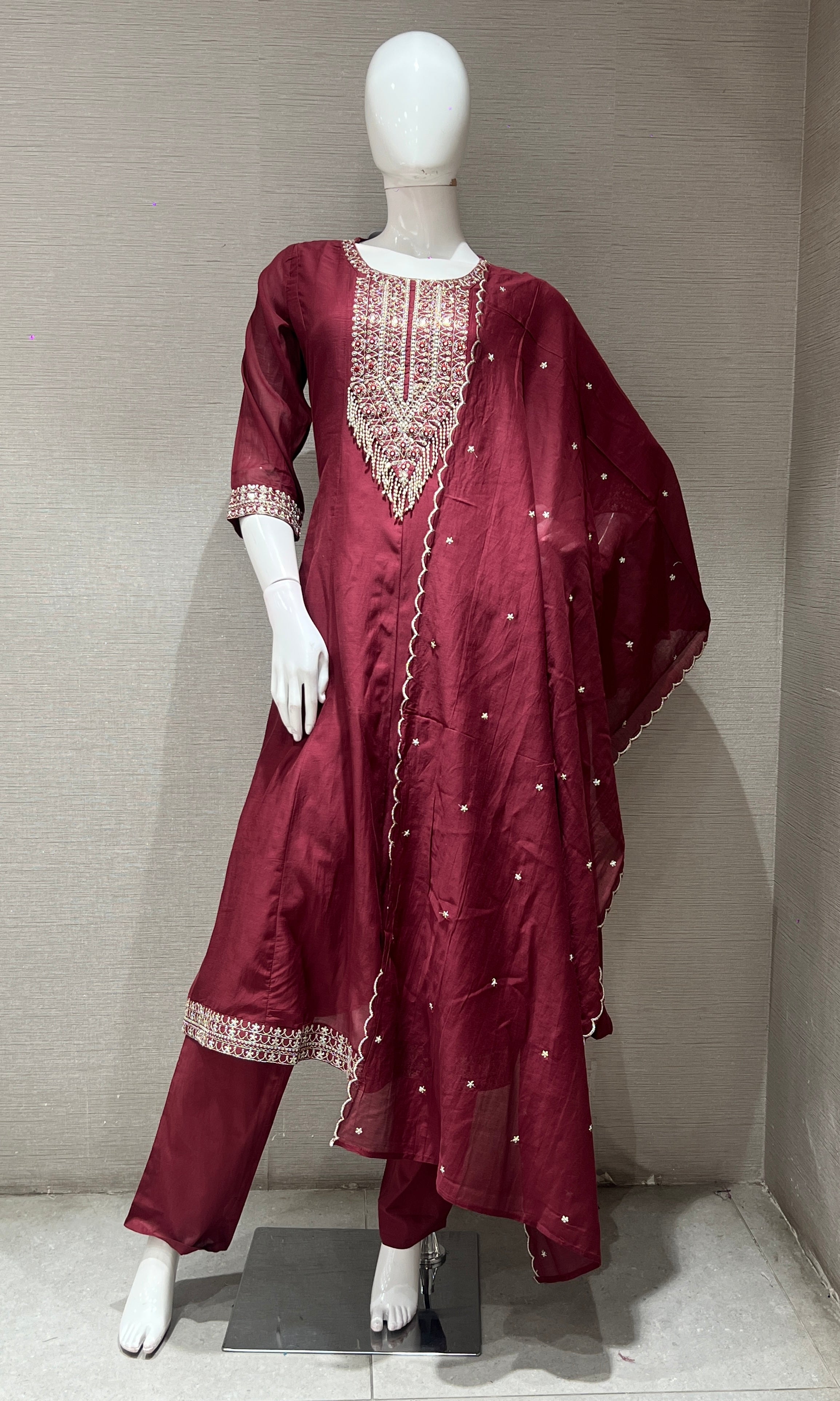 Maroon Anarkali KURTA SET