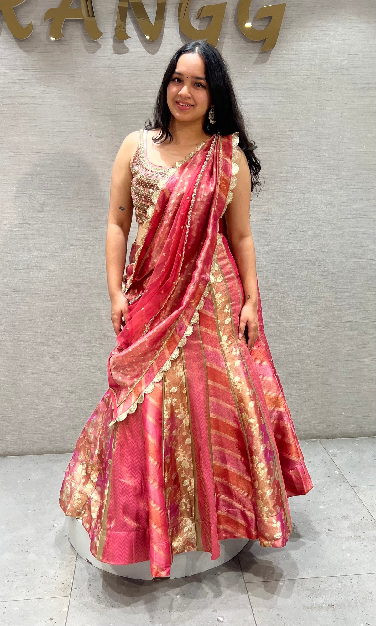 Fuchsia Pink and Gold Banarasi Lehenga Choli