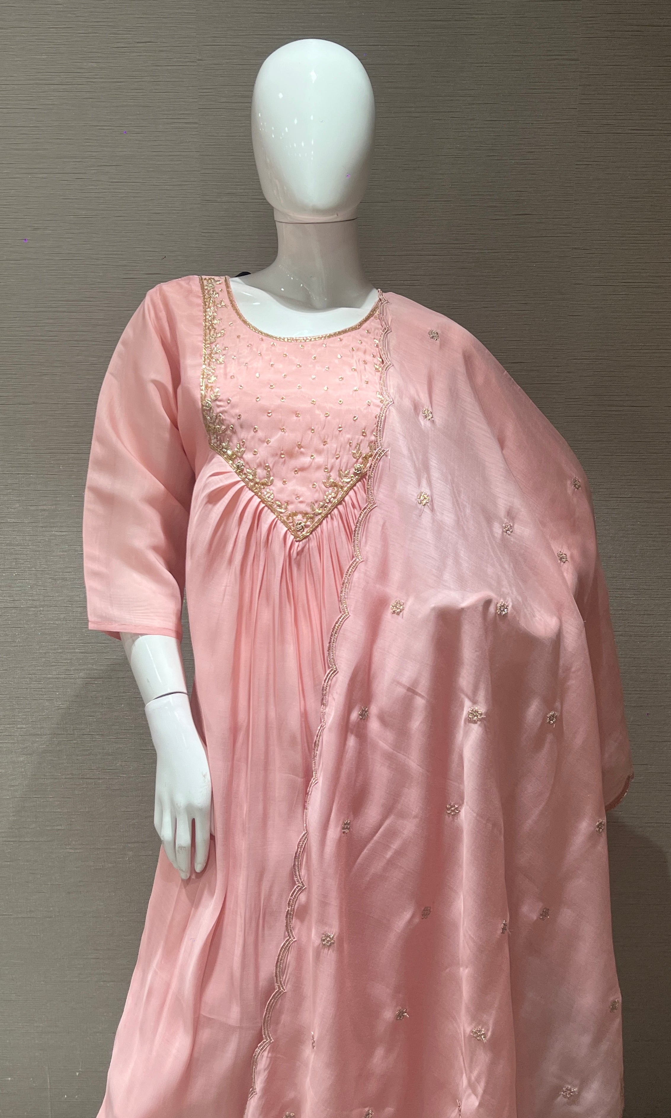 Onion pink MUL CHANDERI kurta set