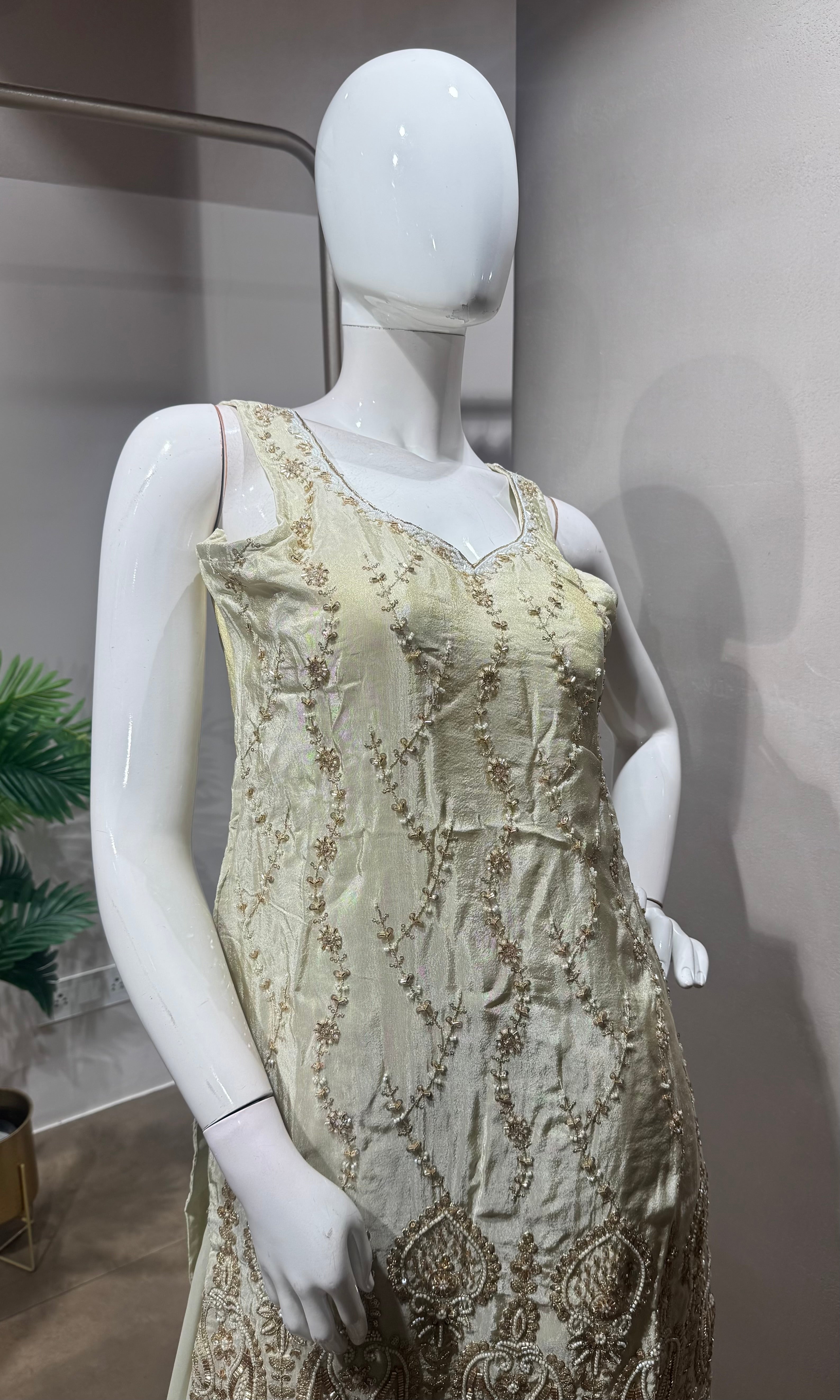 WHITE Embroidered sharara Set with Dupatta