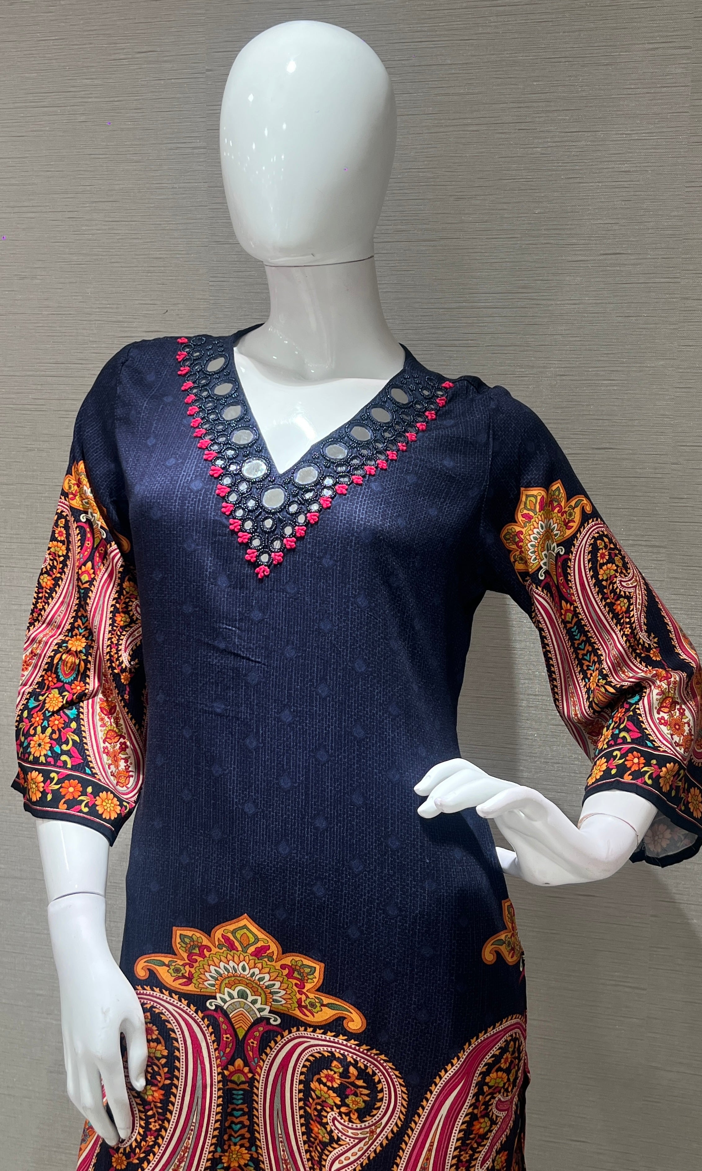 Navy blue Printed Cord Set