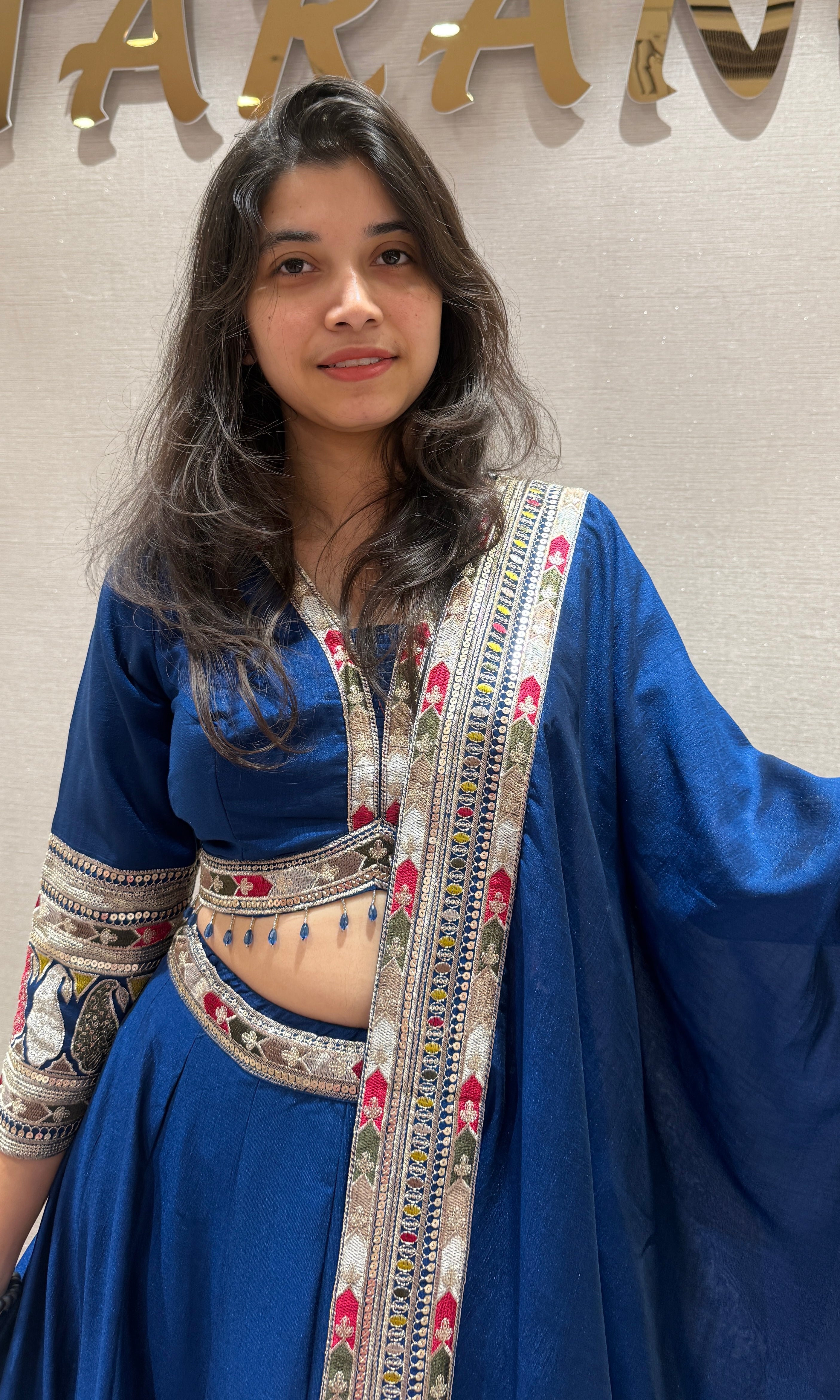 Navy blue Intricately Embroidered LEHENGA