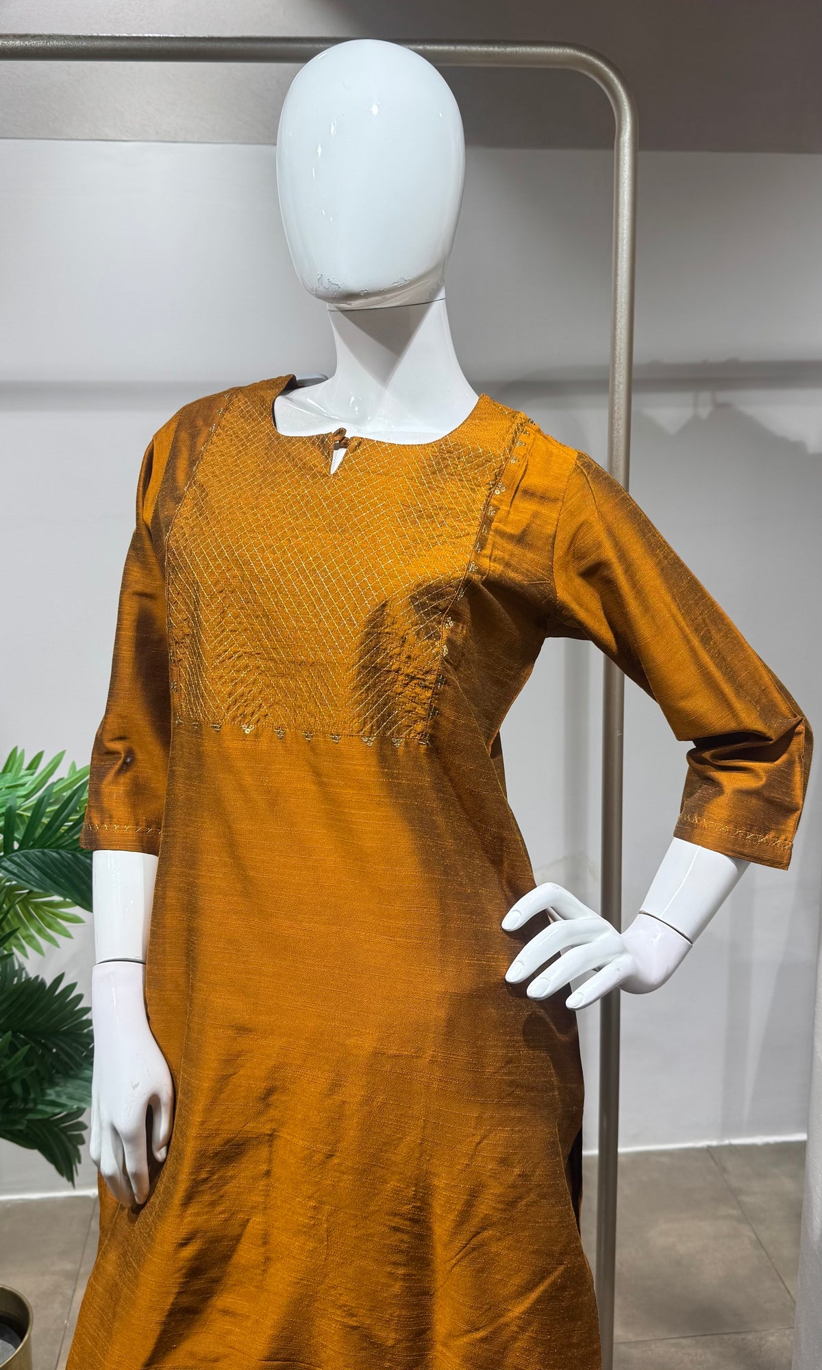 RUST cotton silk kurta set