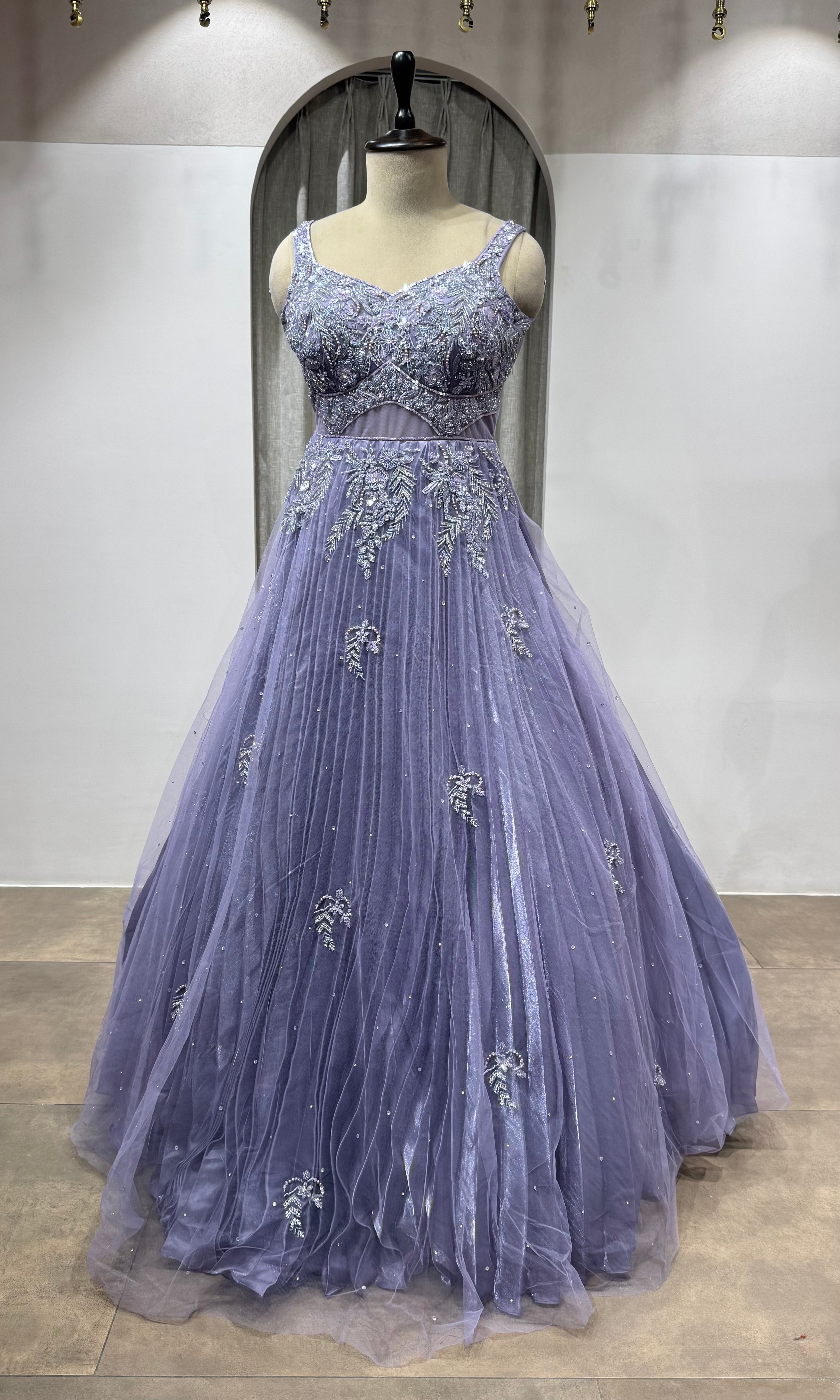 LIGHT PURPLE Floor-Length Organza Gown