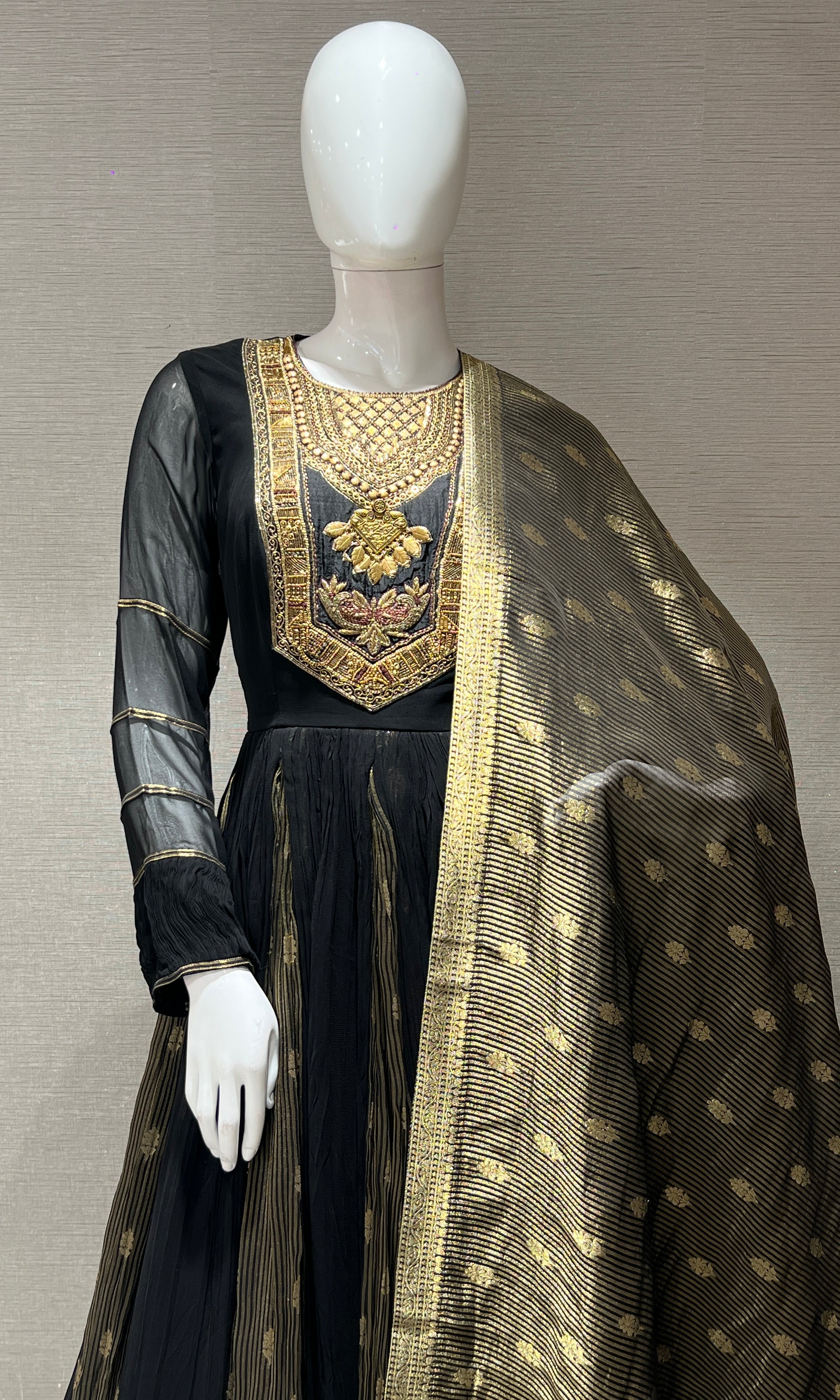 Black GOLDEN ANARKALI