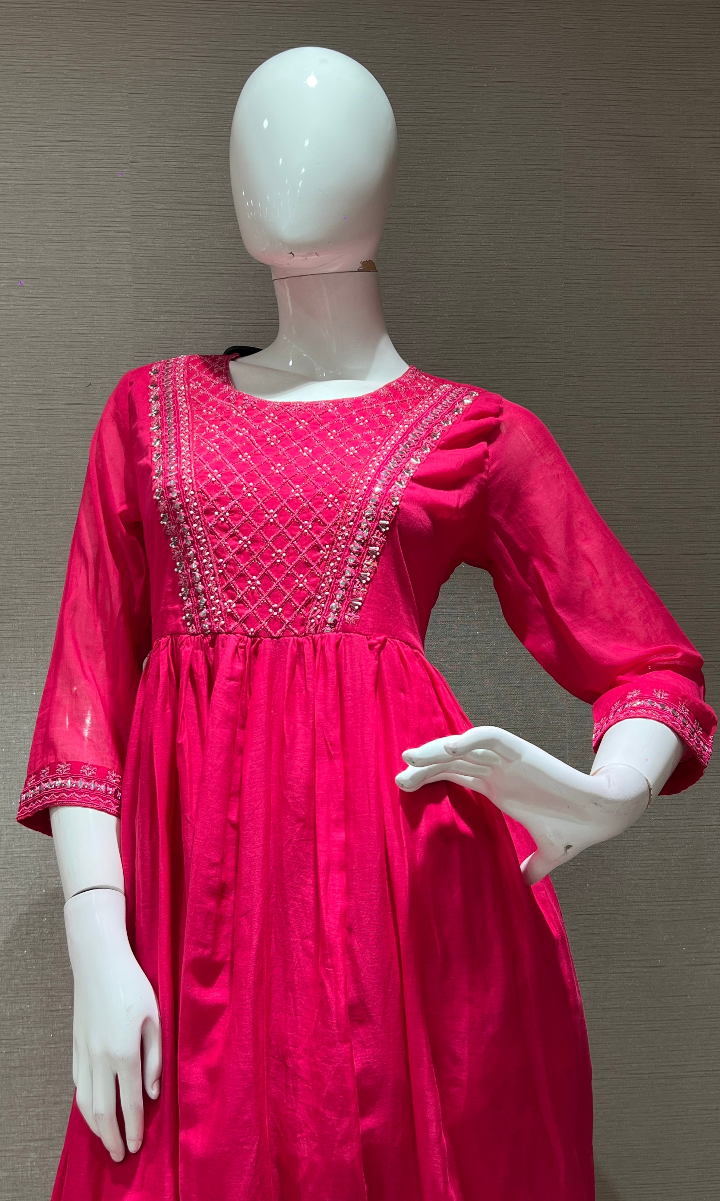 Pink EMBROIDERED MUL CHANDERI kurta set