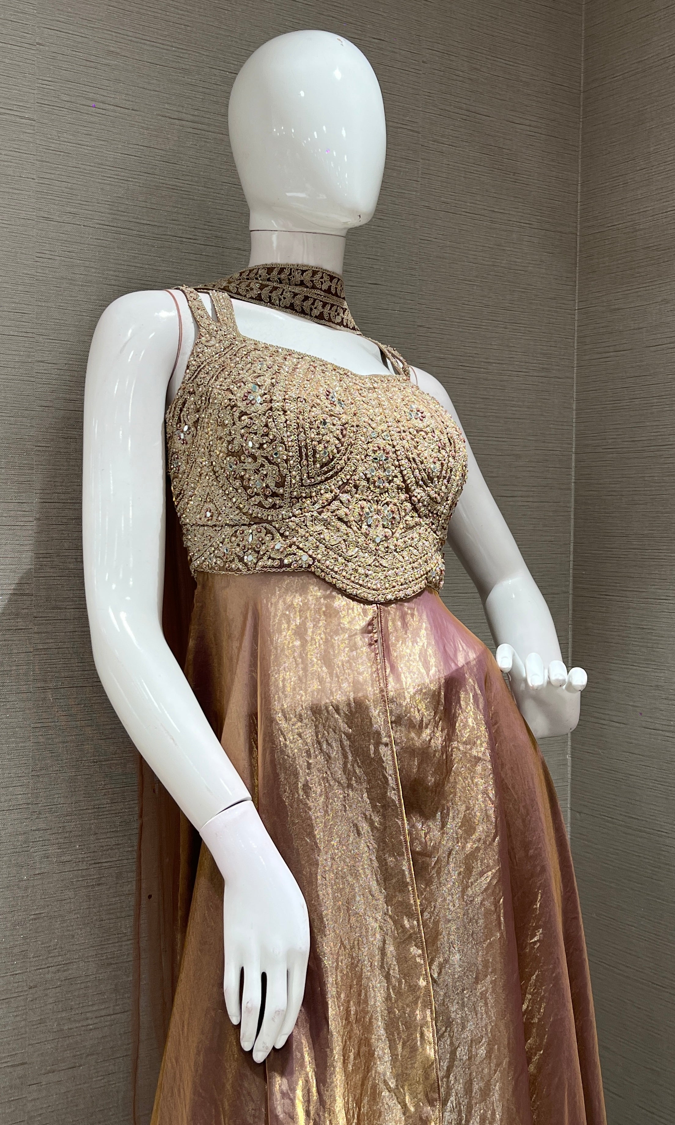 LIGHT BROWN EMBROIDERED ANARKALI