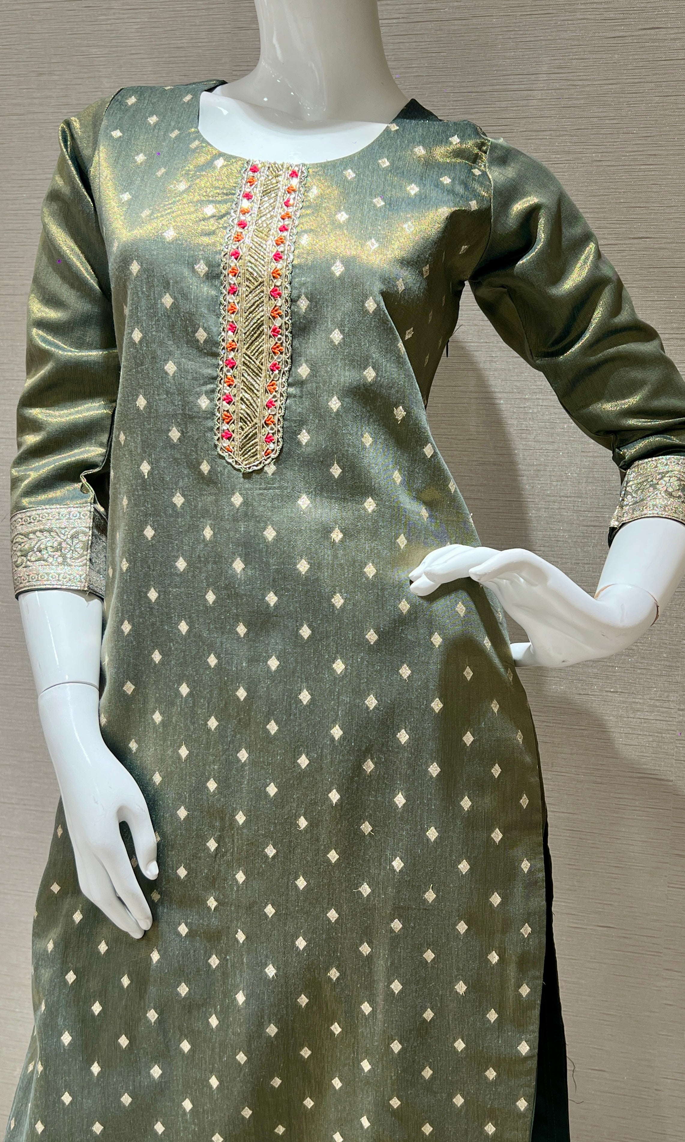 Mehwar Olive Gold Ensemble