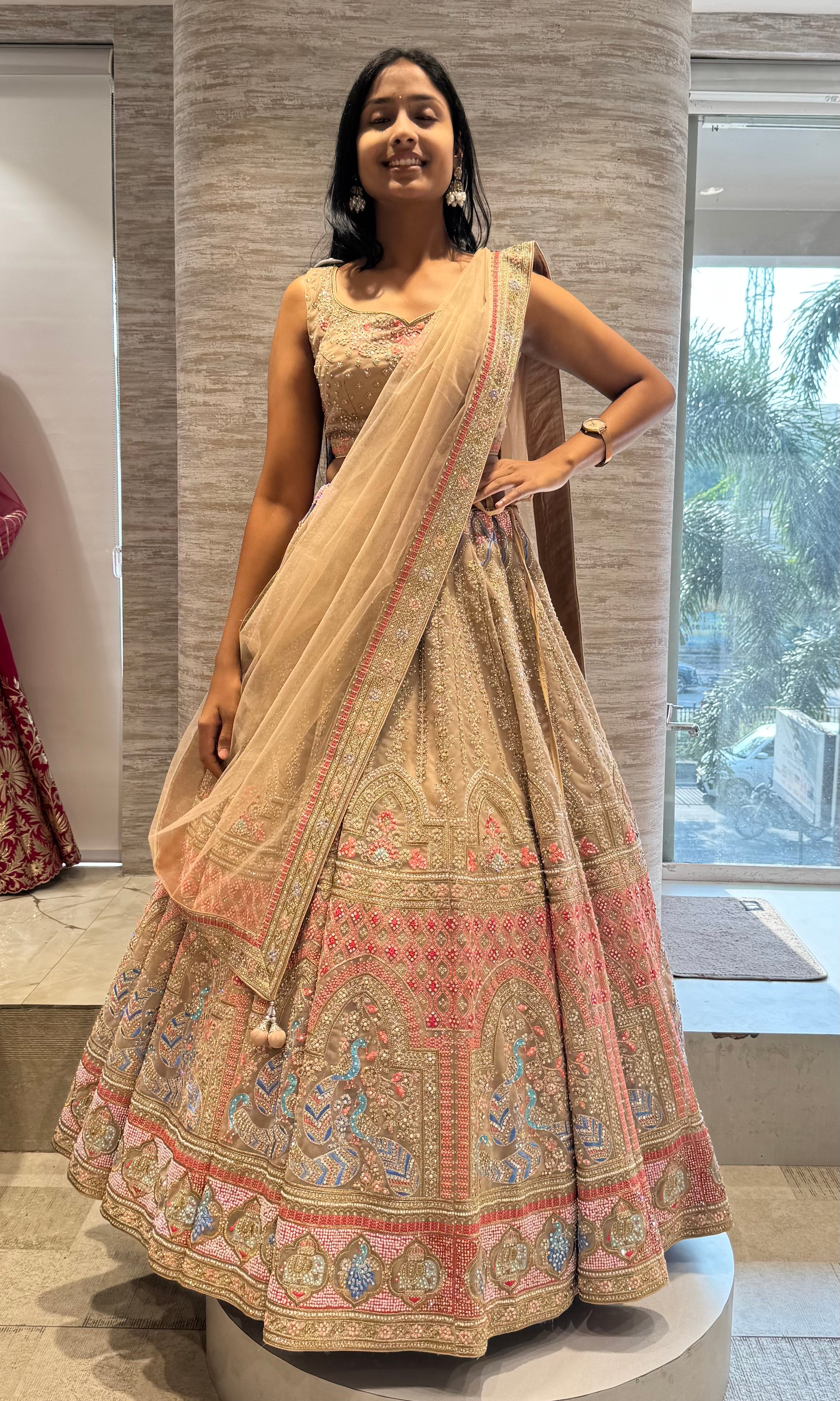 Beagh Floral AND Peacock Bridal Lehenga