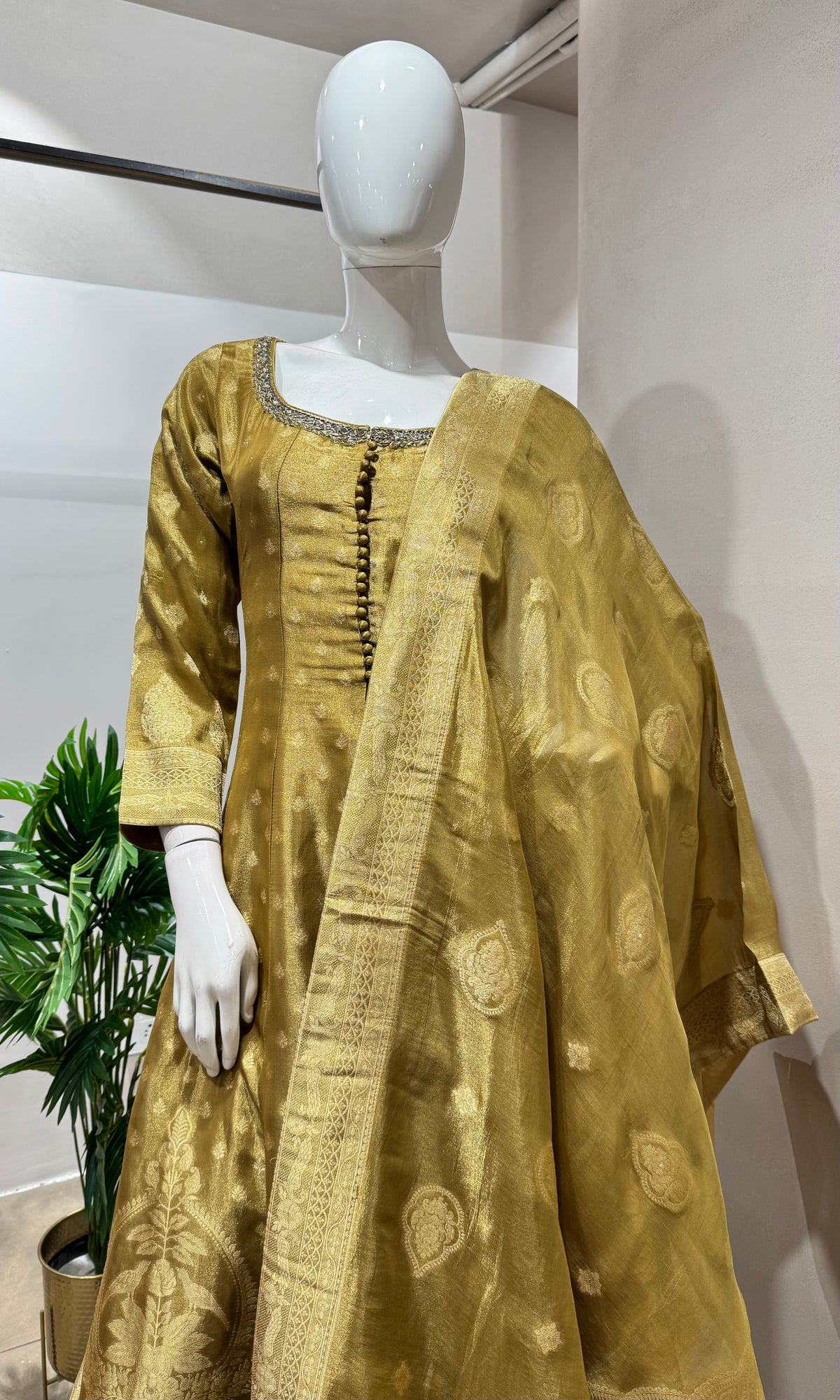 Mehendi GREEN ANARKALI WITH PALAZZO PANTS
