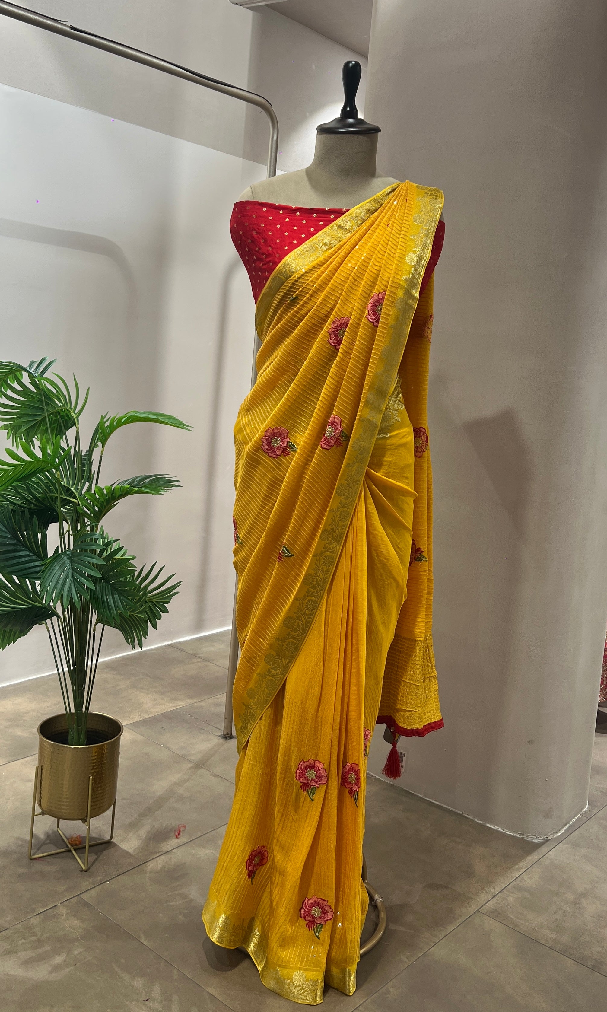 Yellow FLORAL FANCY saree