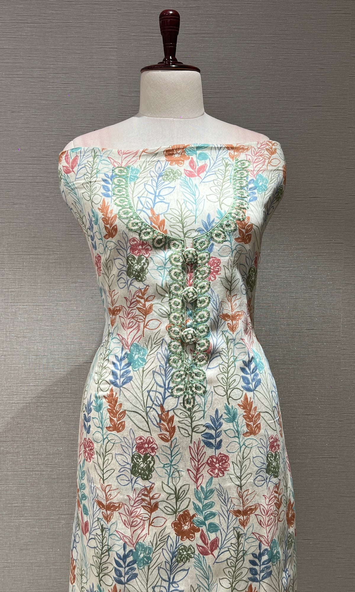 Green FLORAL Dress material
