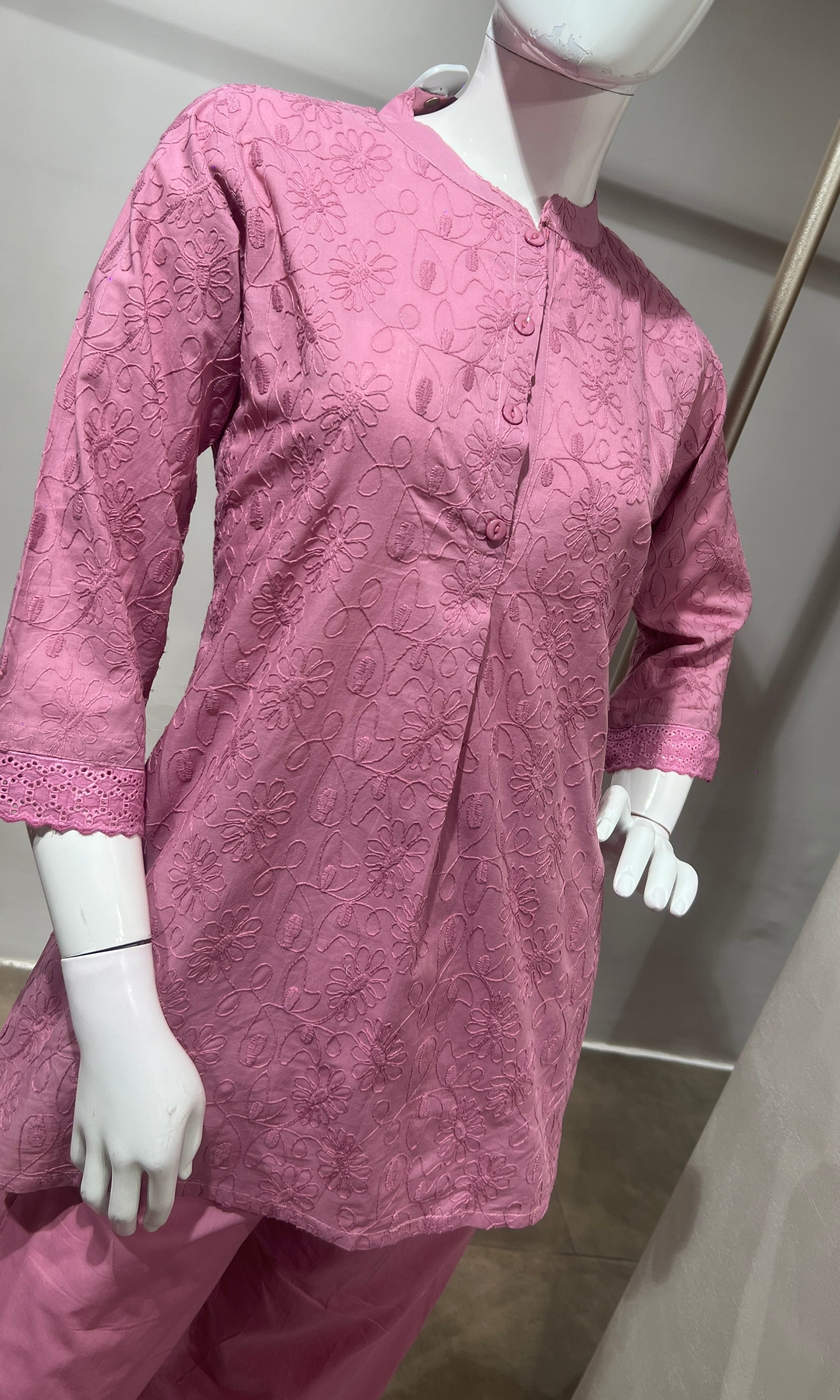 Light wine Cotton Ethnic Co-ord Set