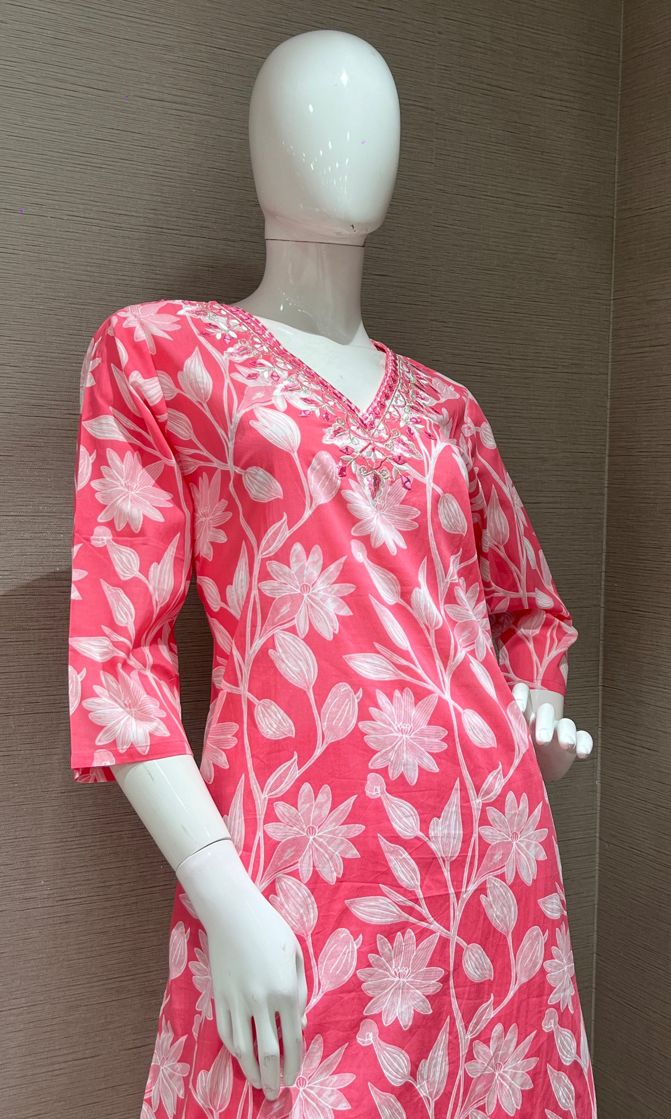 Pink FLORAL PRINT kurta set