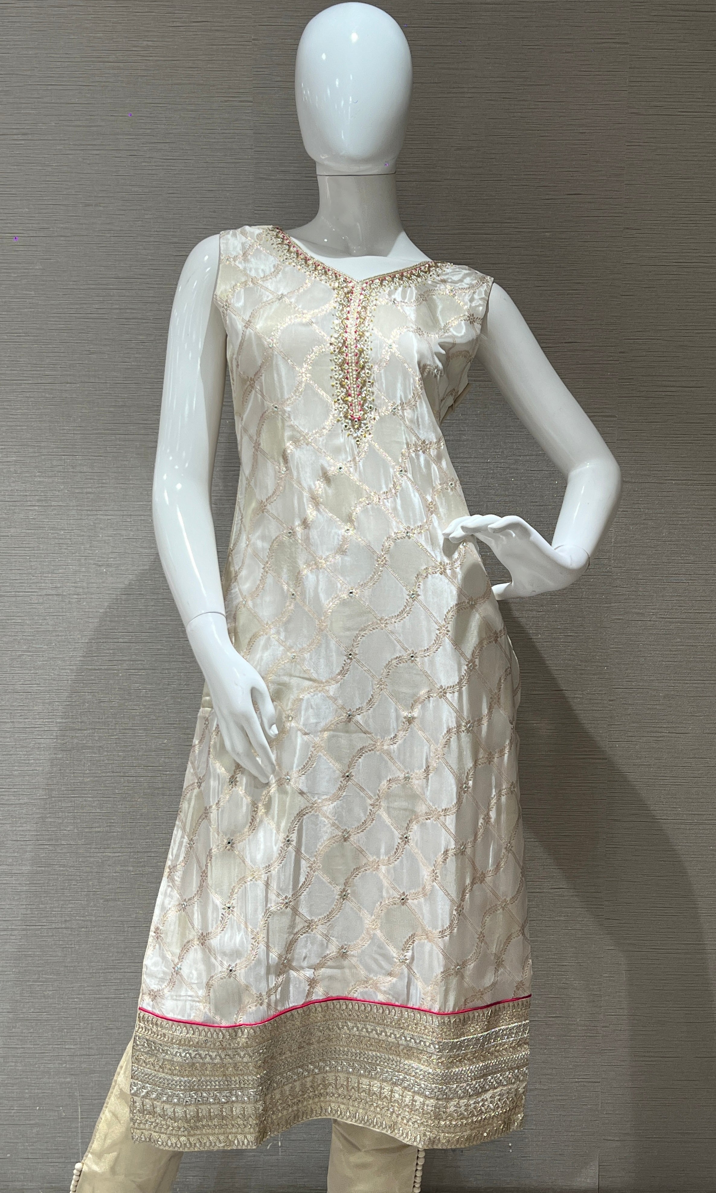 White shimmer kurta set