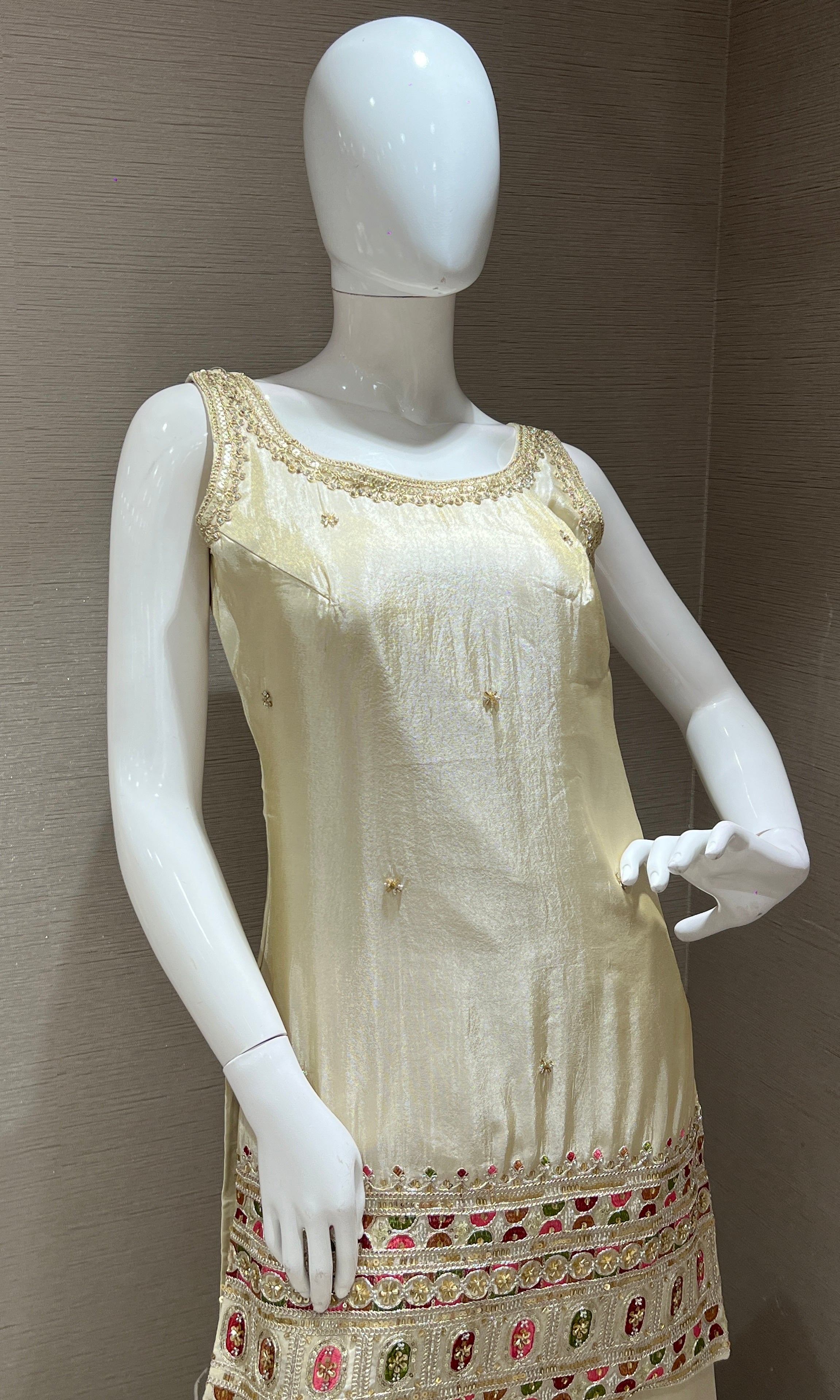 Ivory white shimmer tissue palazzo