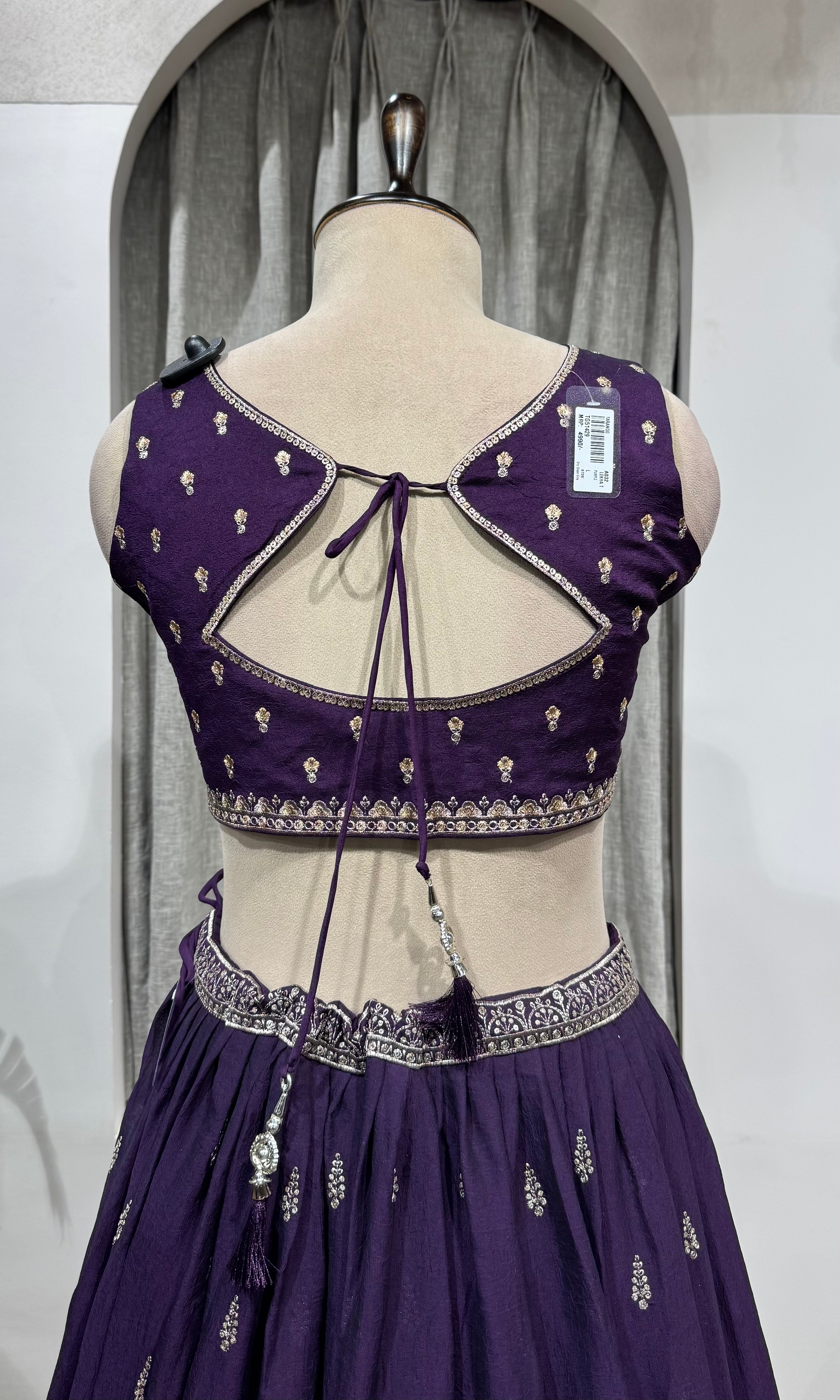 PURPLE Traditional Floral Motif Lehenga Set