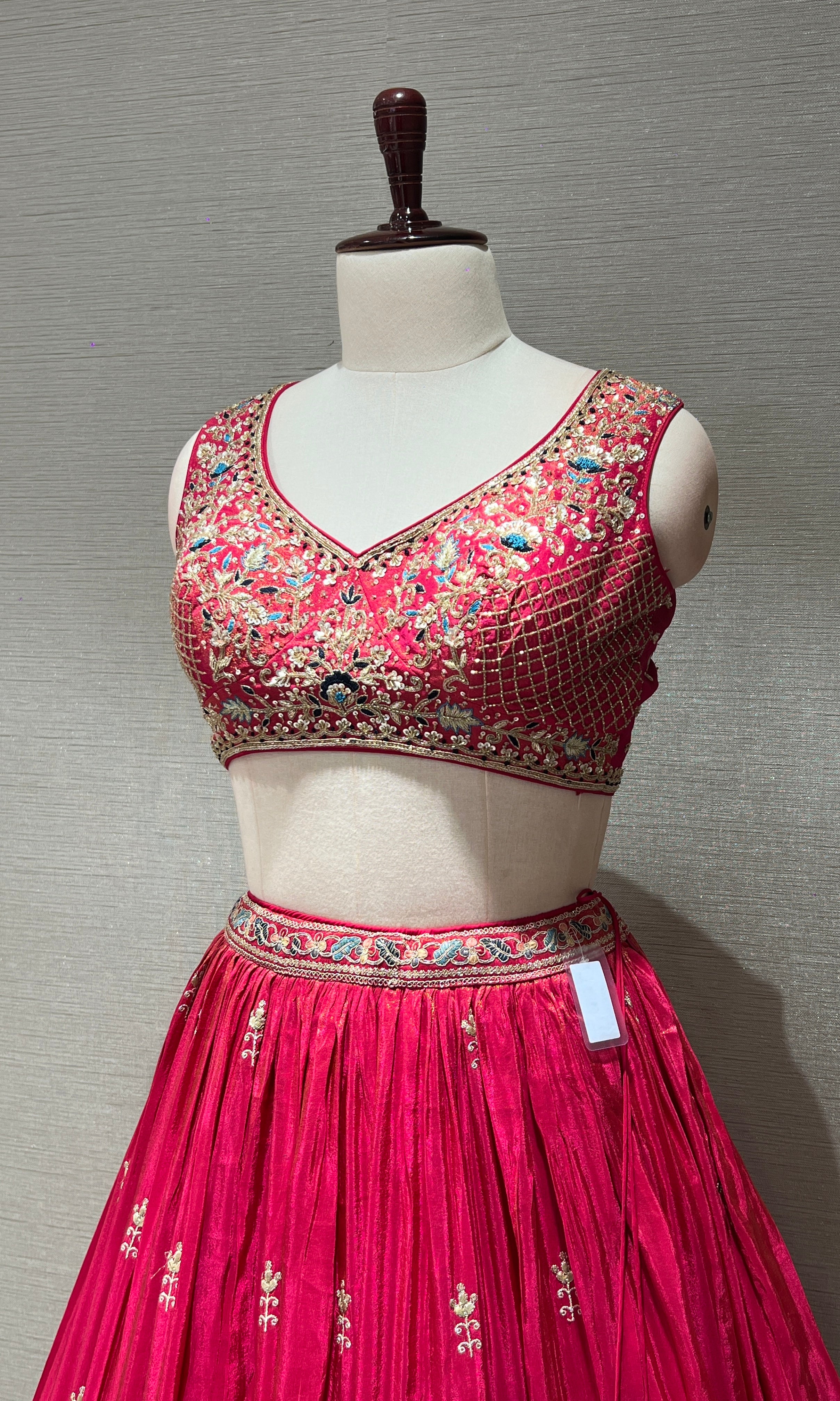 PINK raw silk EMBROIDERED LEHENGA