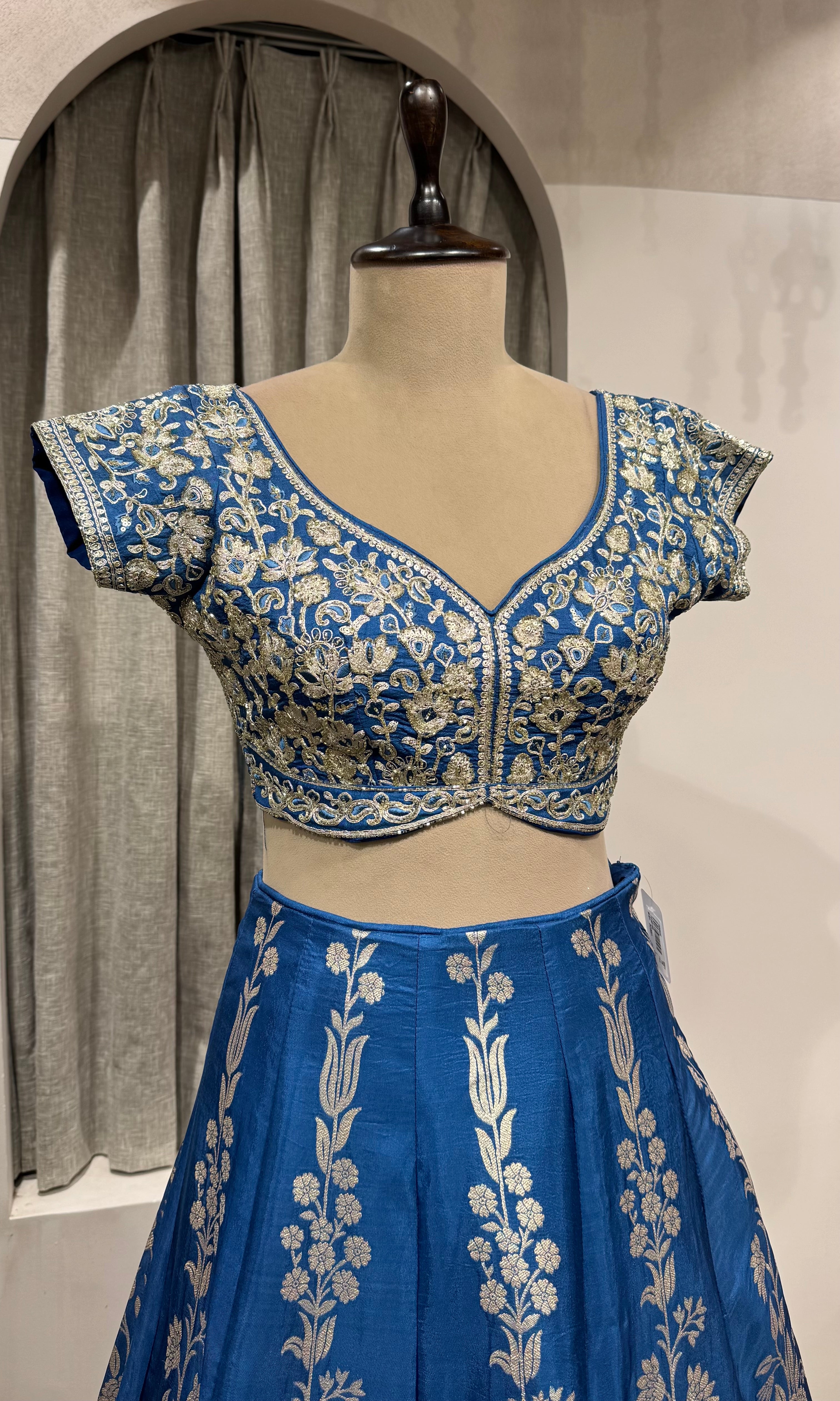 BLUE EMBROIDERED BANARASI lehenga