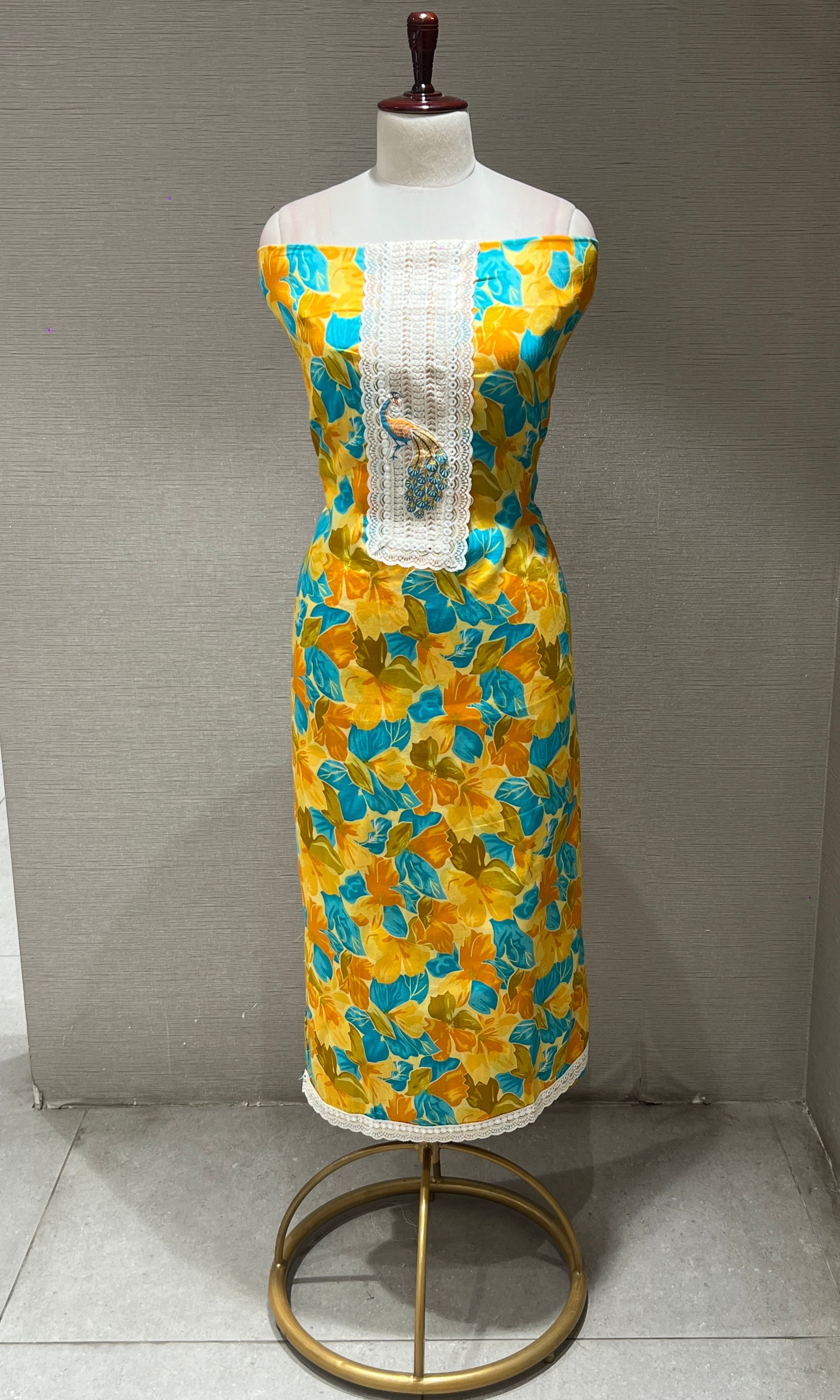 Mustard Yellow Floral dress material
