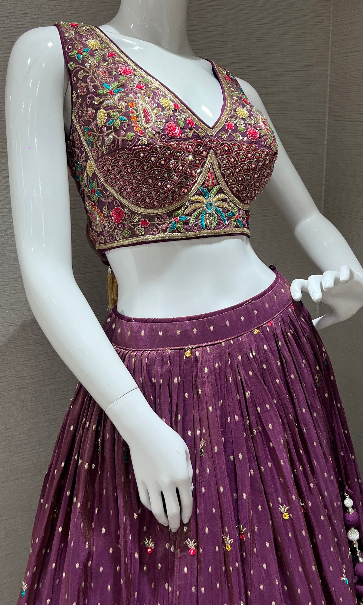 Purple Lehenga with Zari and Sequin Work