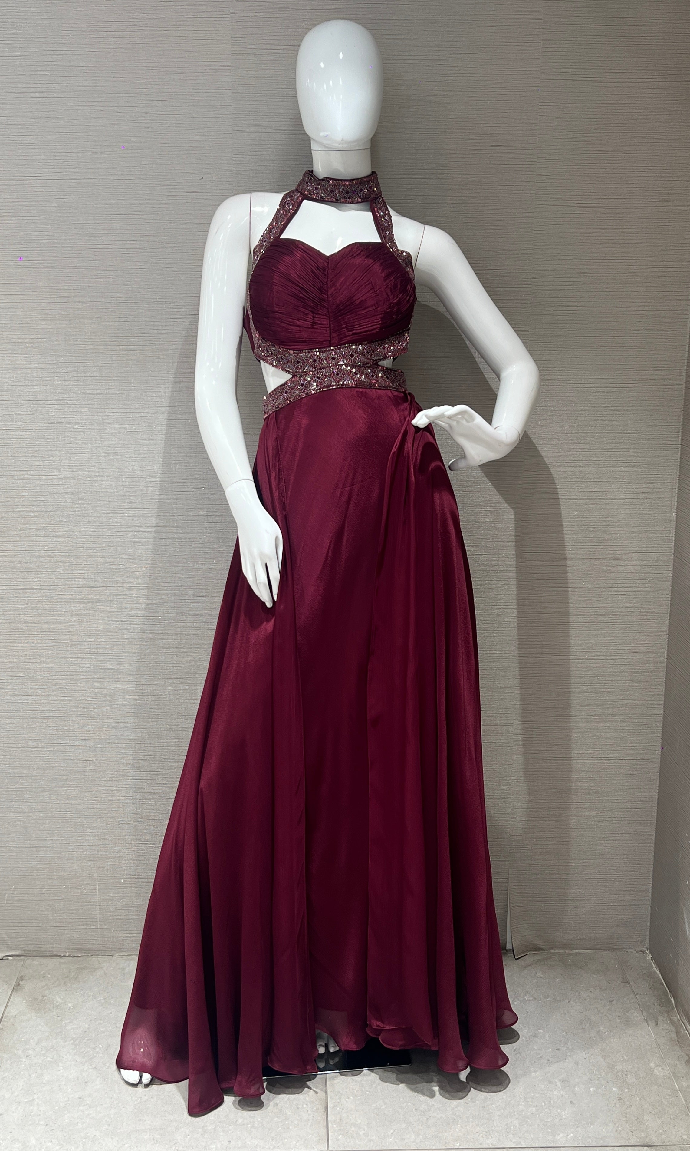 Wine long dress