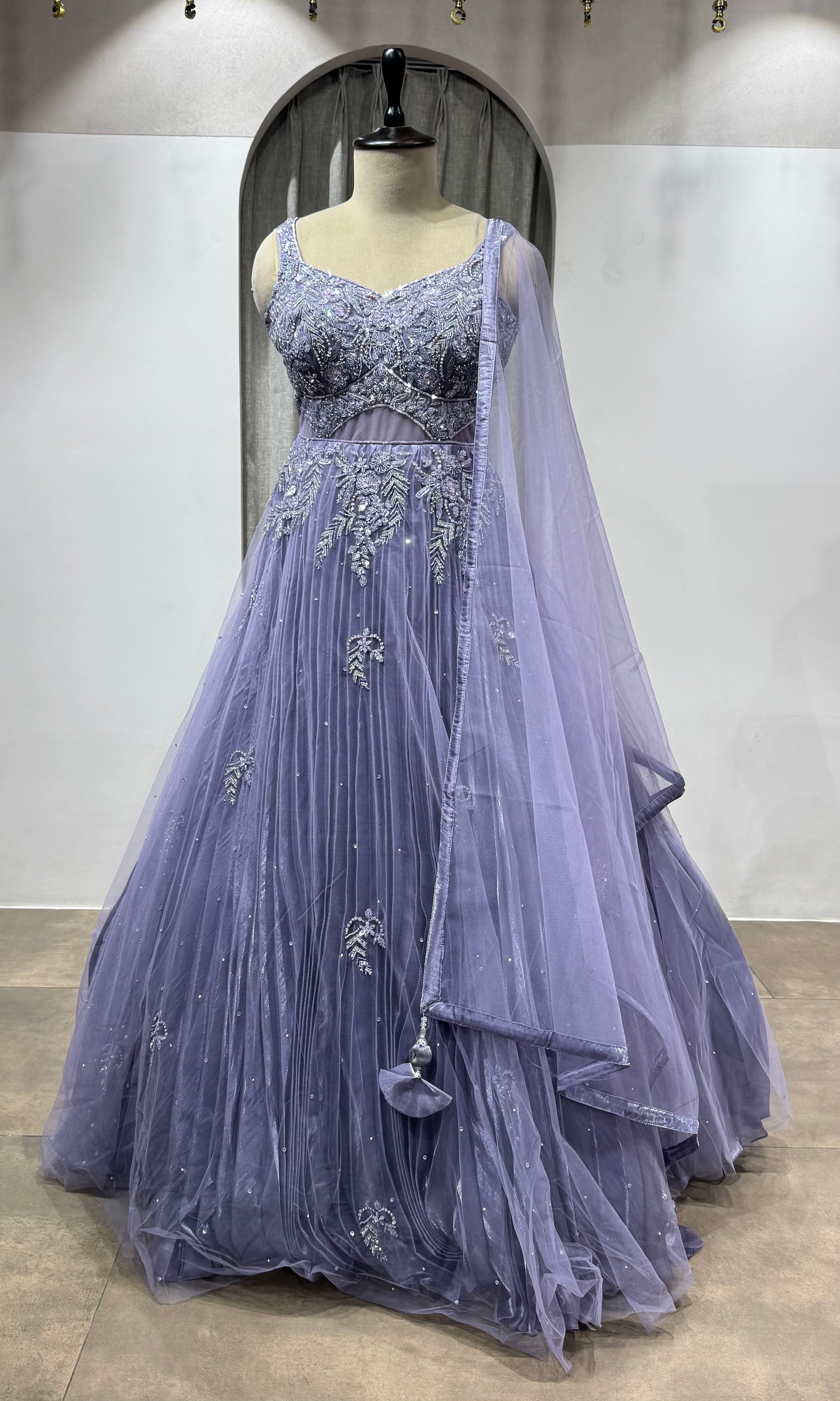 LIGHT PURPLE Floor-Length Organza Gown
