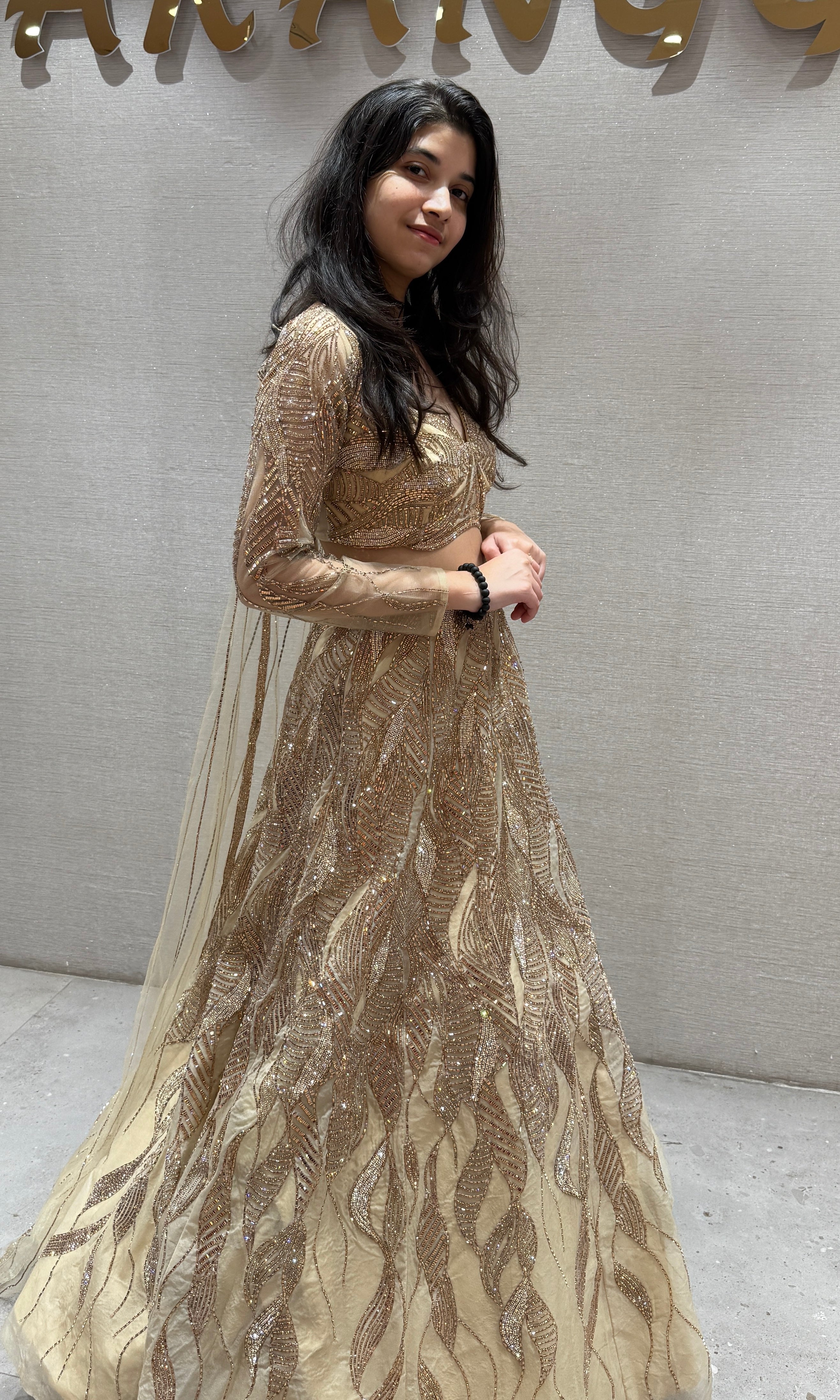 Elegant Gold Embroidered Lehenga
