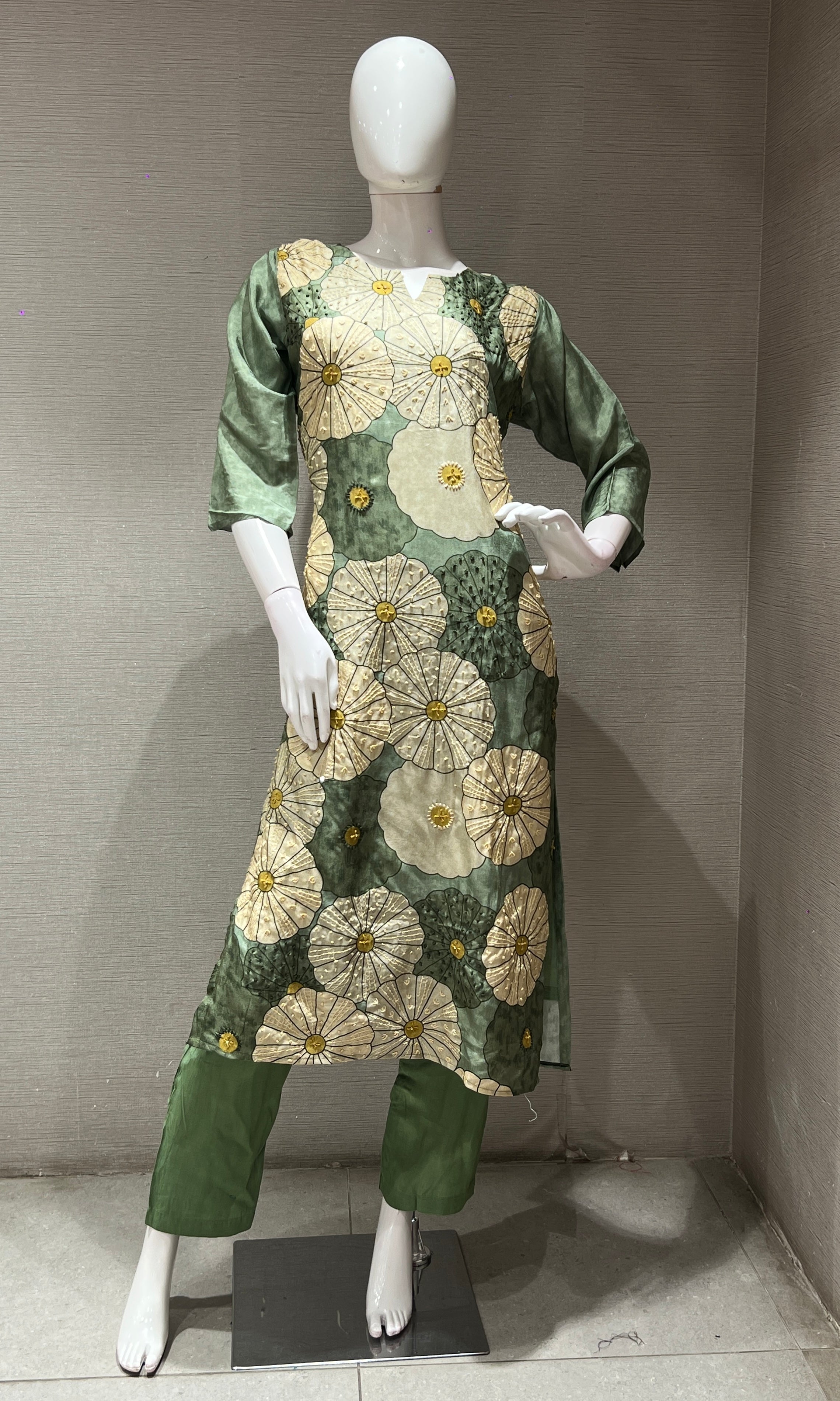 Green FLORAL kurta set
