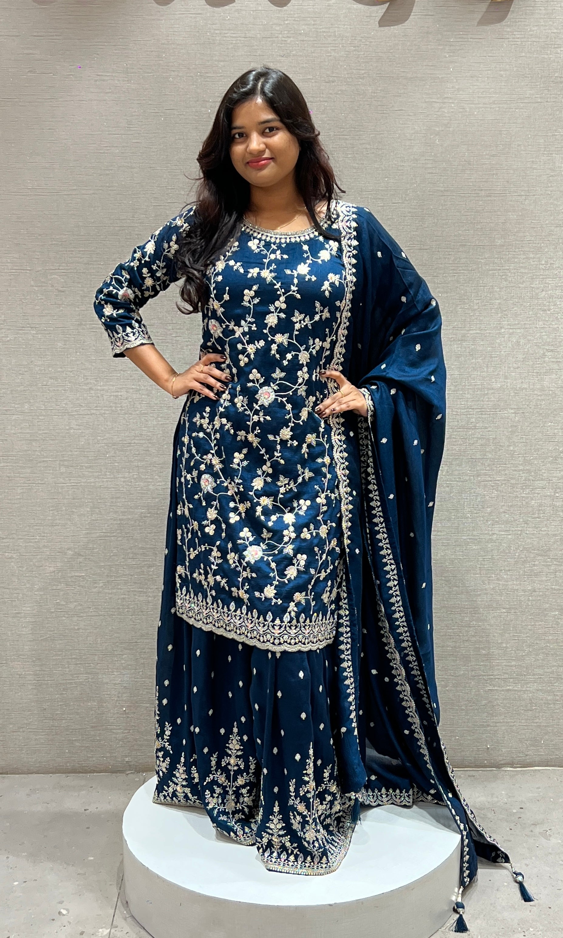 Royal Blue Elegance Sharara Set