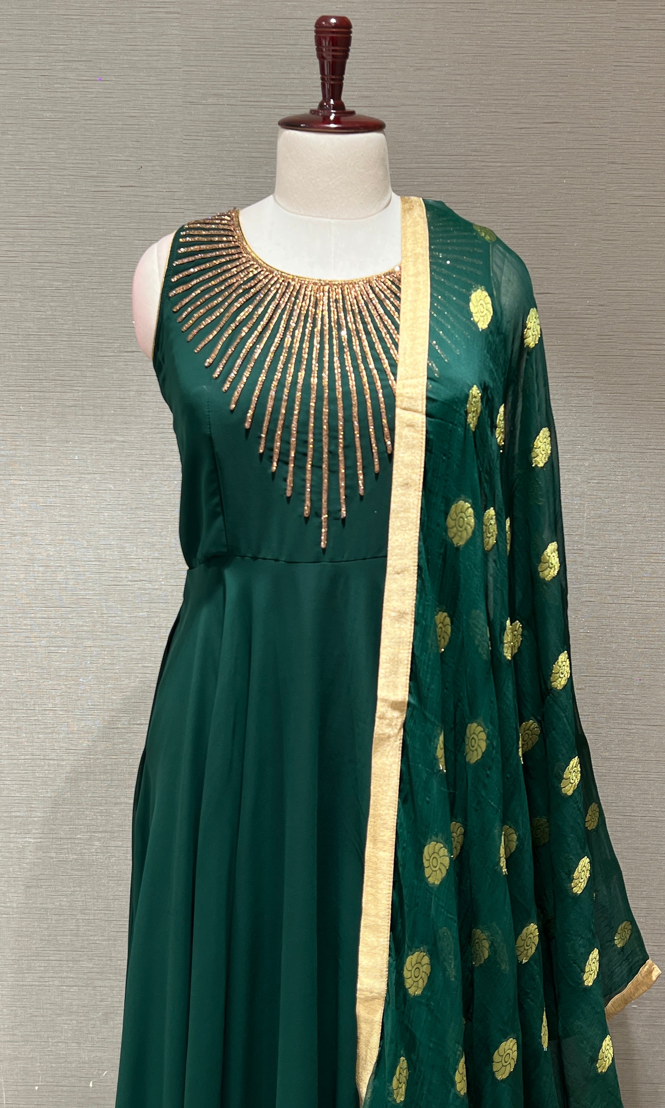 Emerald Green georgette long dress