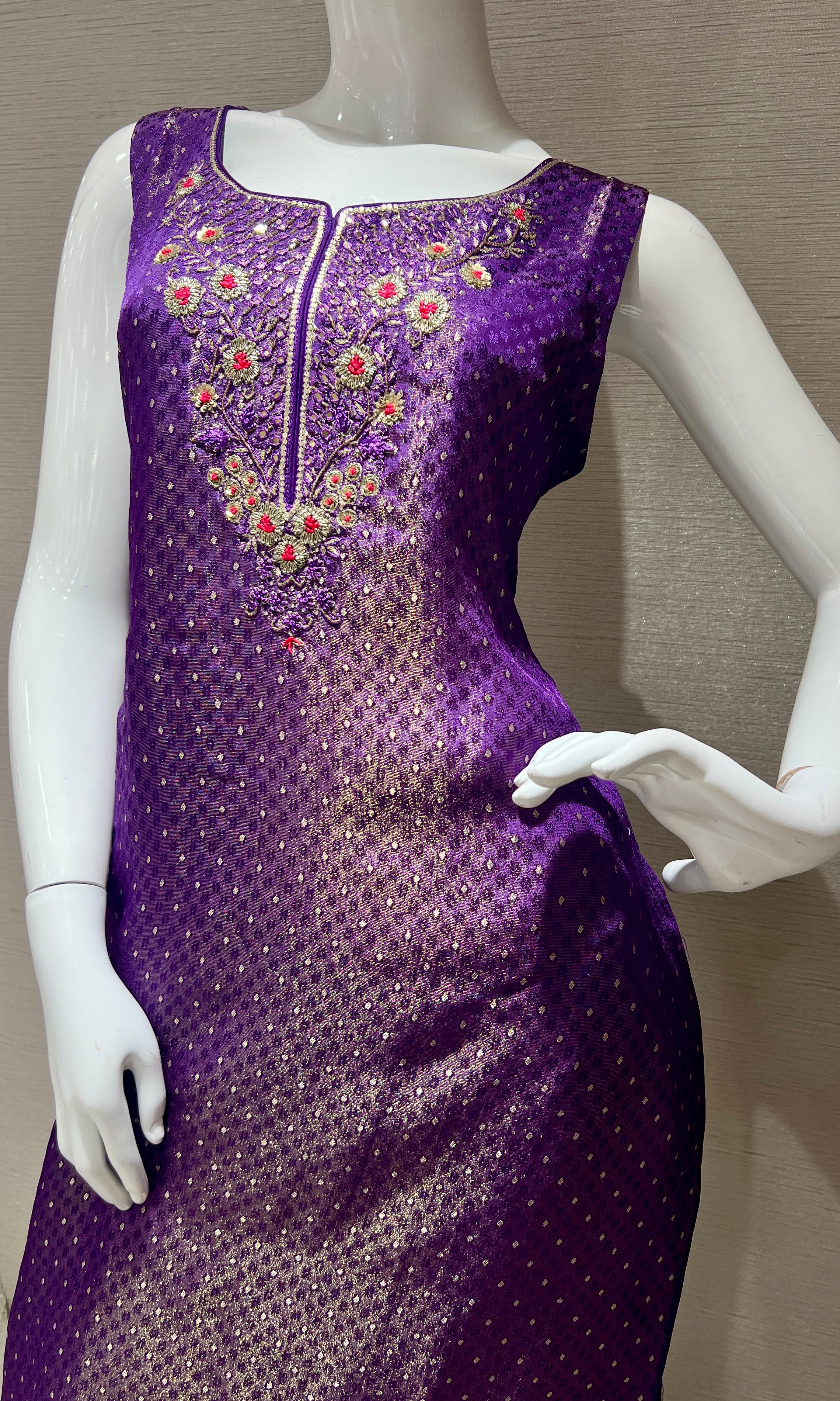 Purple Embroidered Banarasi Kurta Set