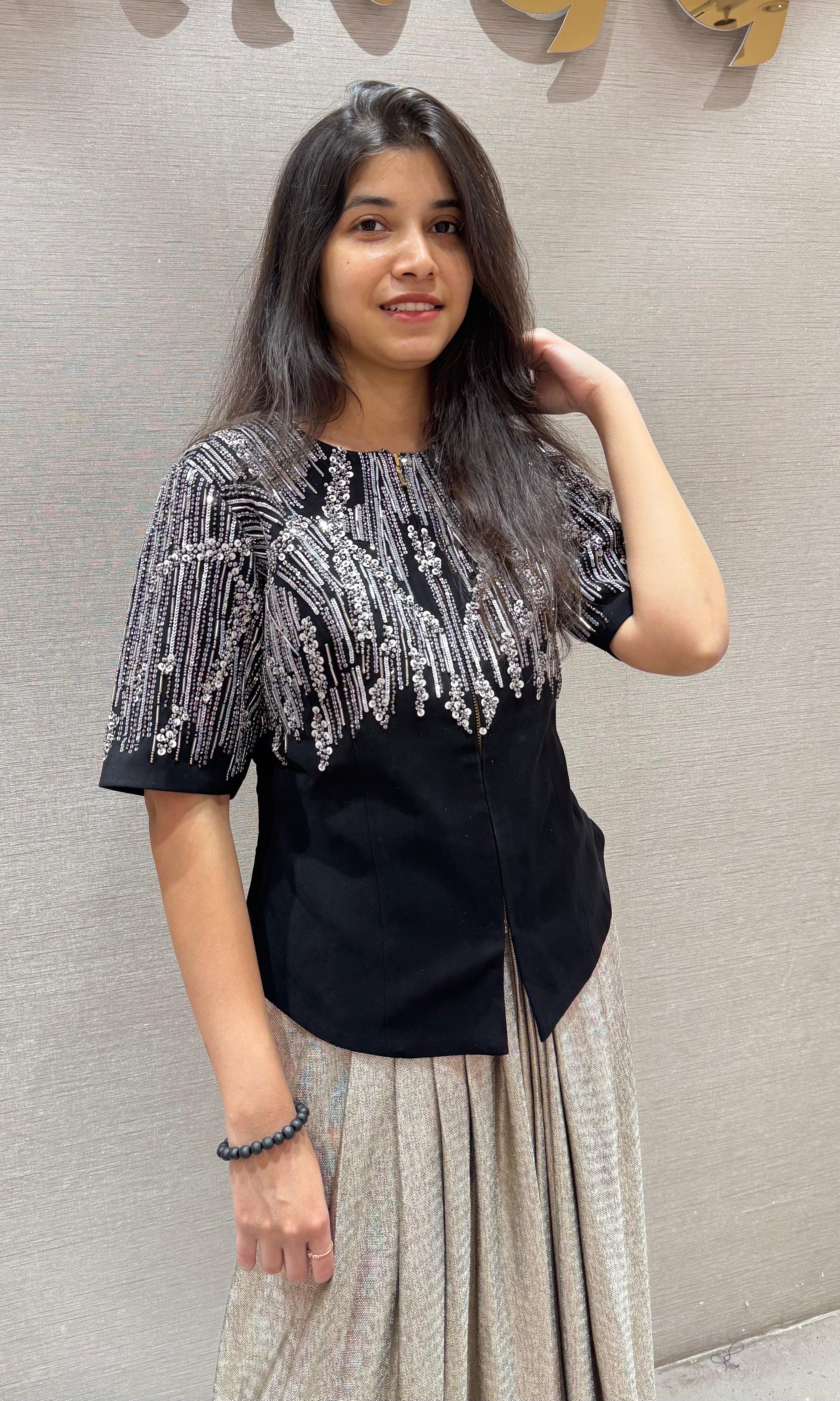 Black 3 PIECE INDO WESTERN DRESS