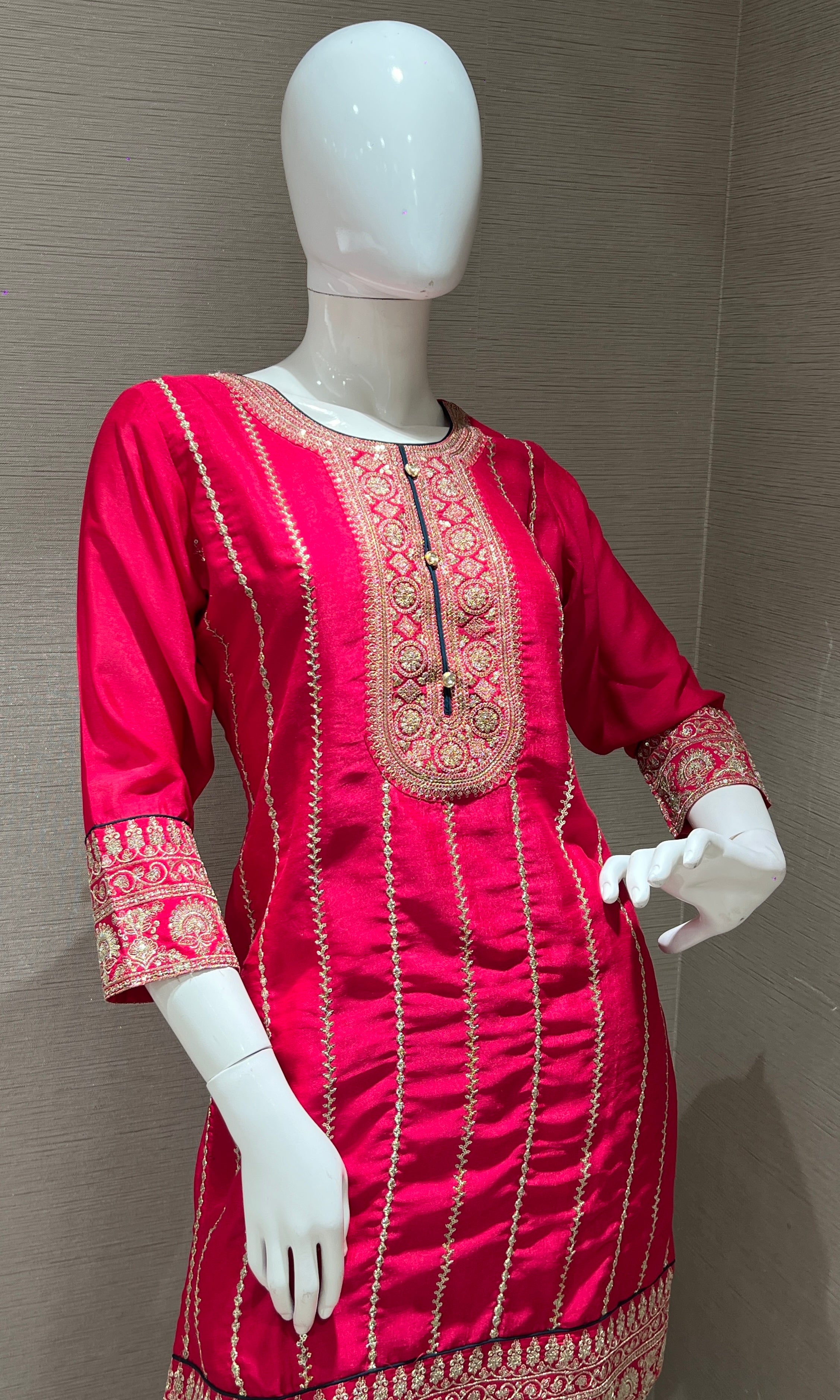 Pink Sharara Set with Contrast Dupatta