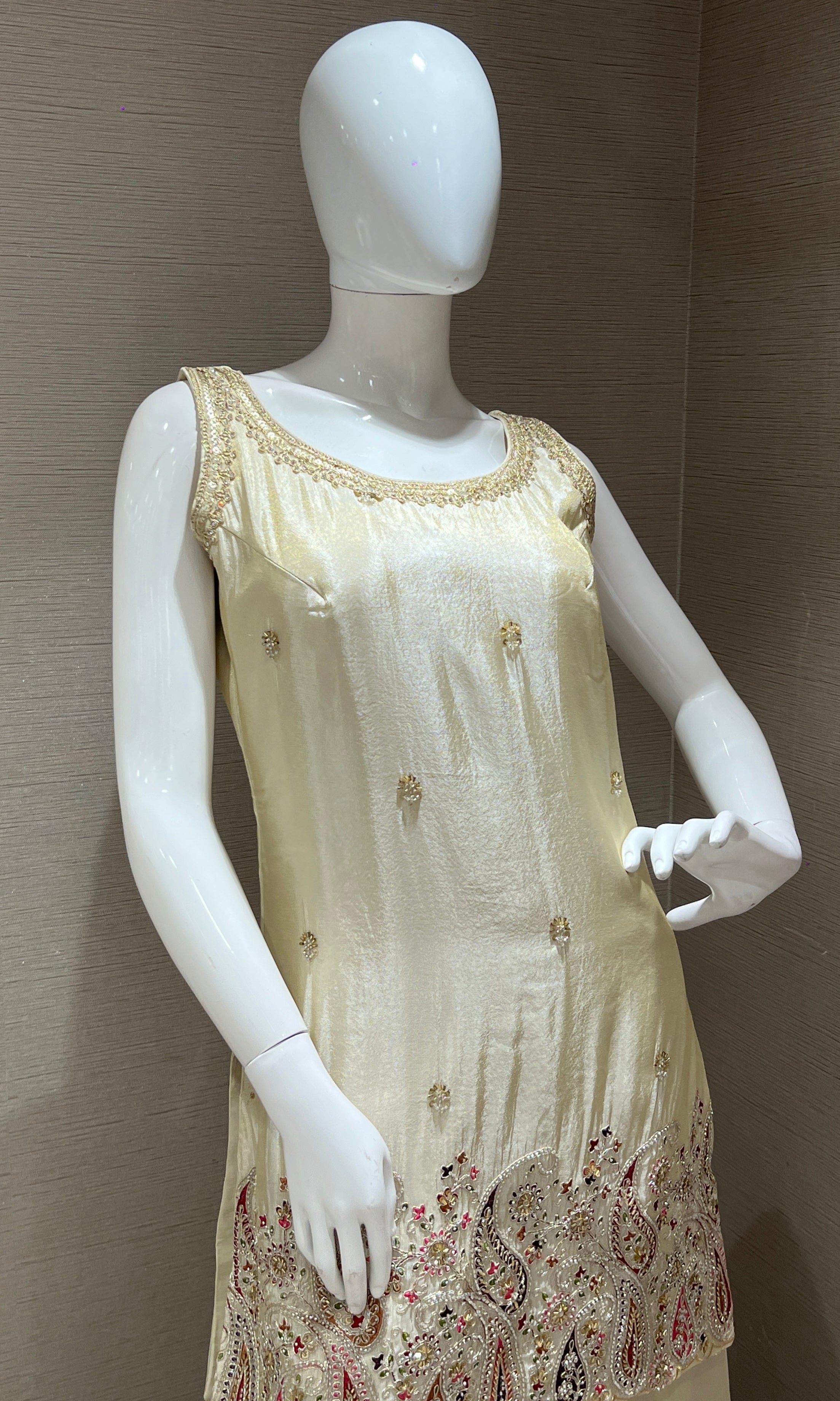 Ivory white shimmer tissue palazzo