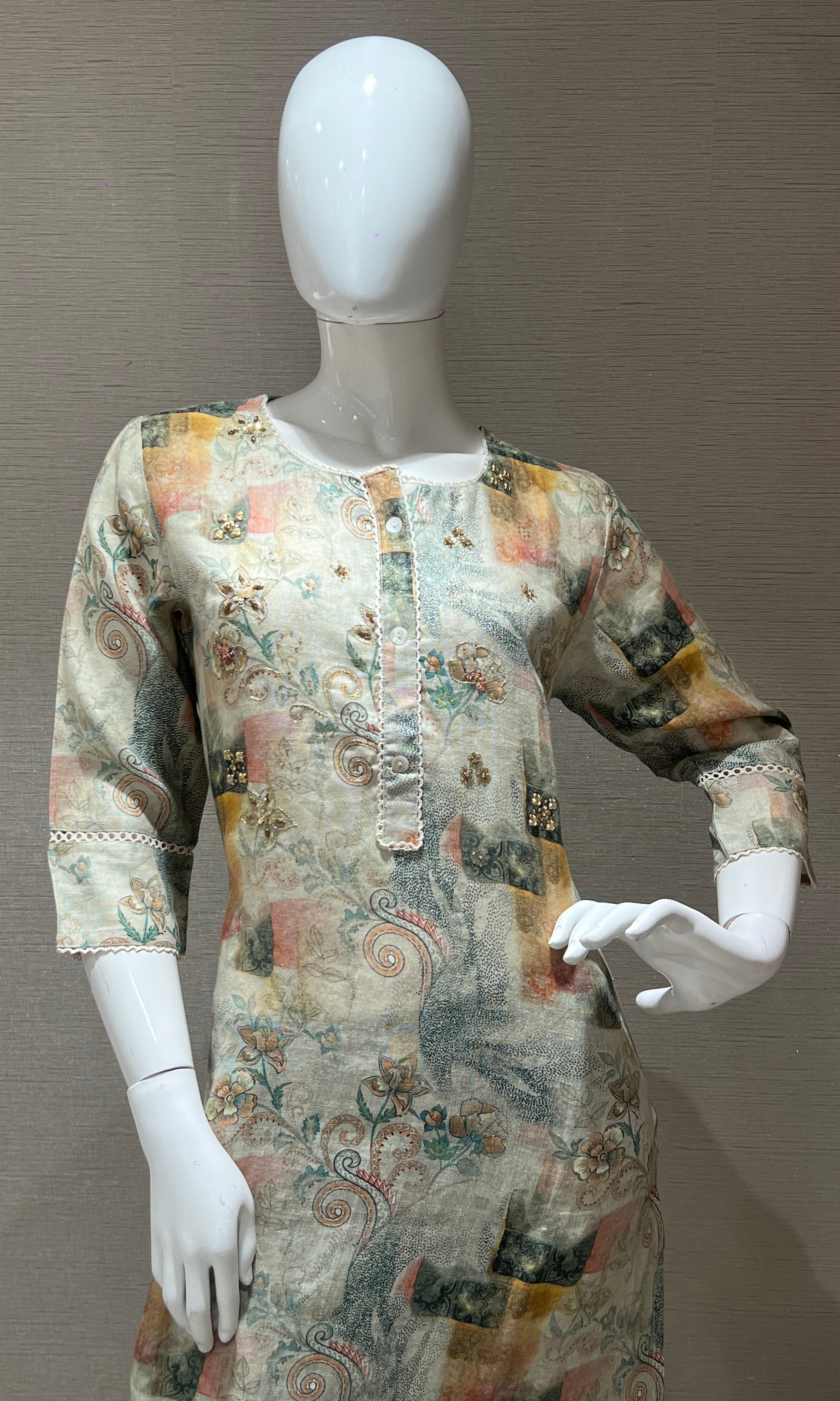 multi green Printed Floral Kurti top