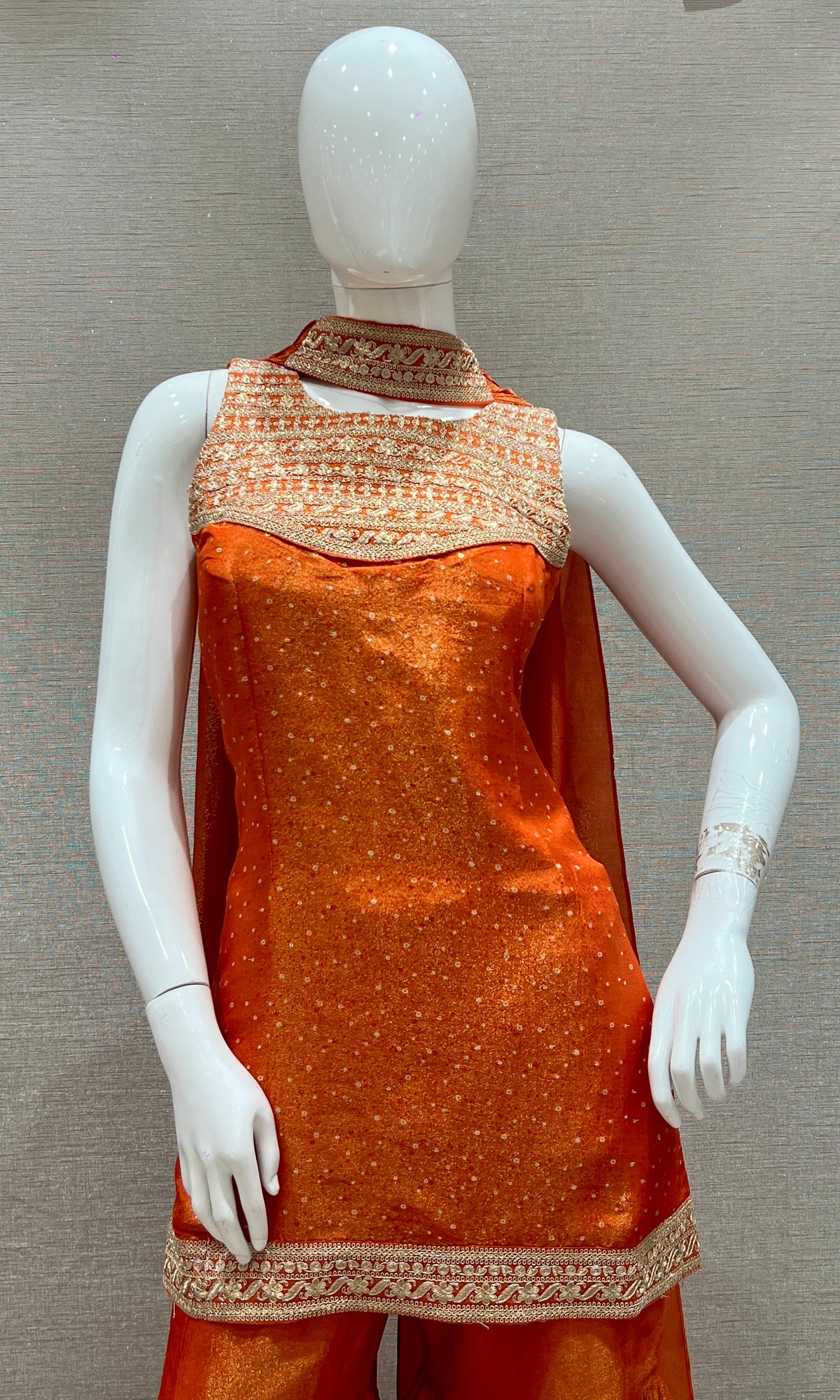 Orange Embroidered Sharara Set