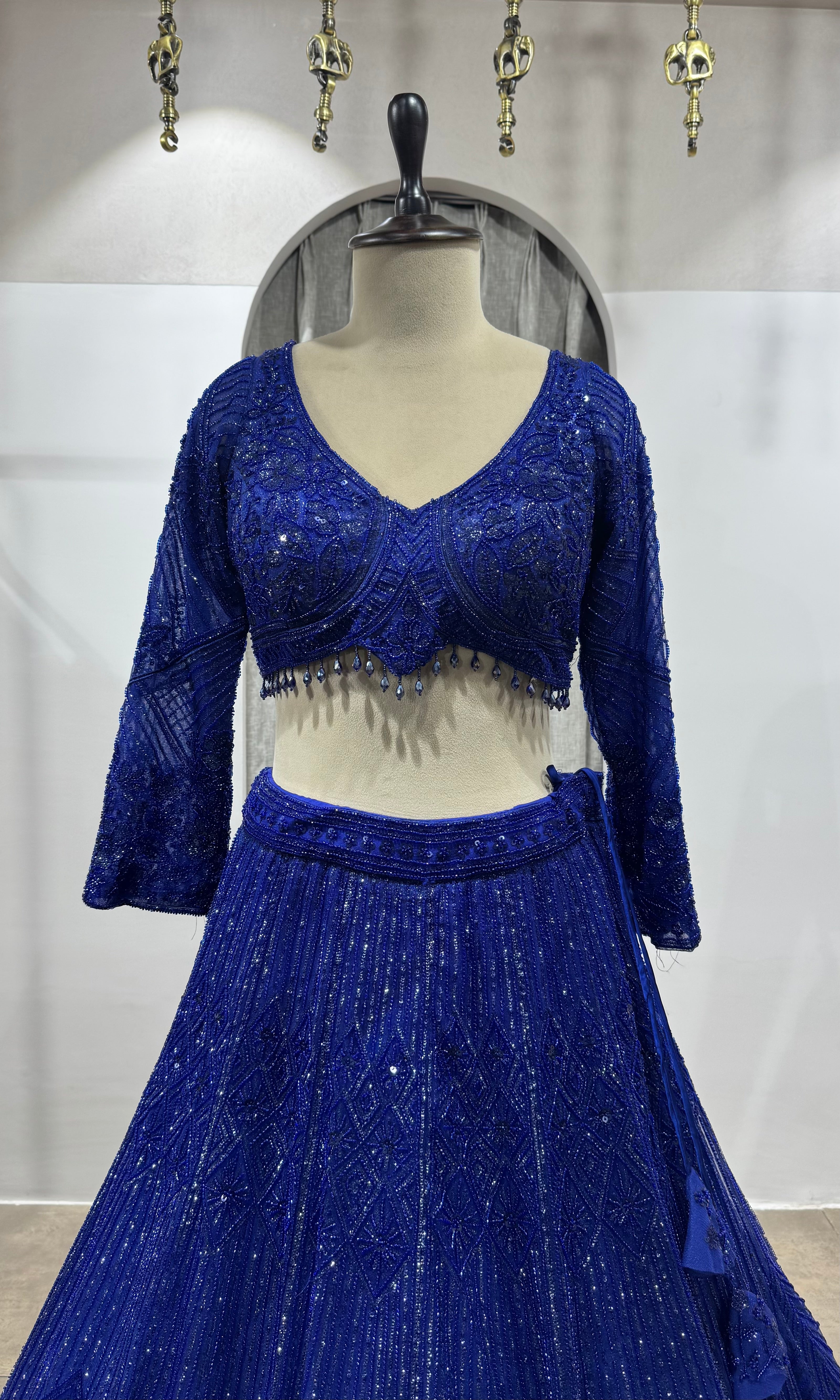 NAVY BLUE CLASSIC CRYSTAL WORK LEHENGA