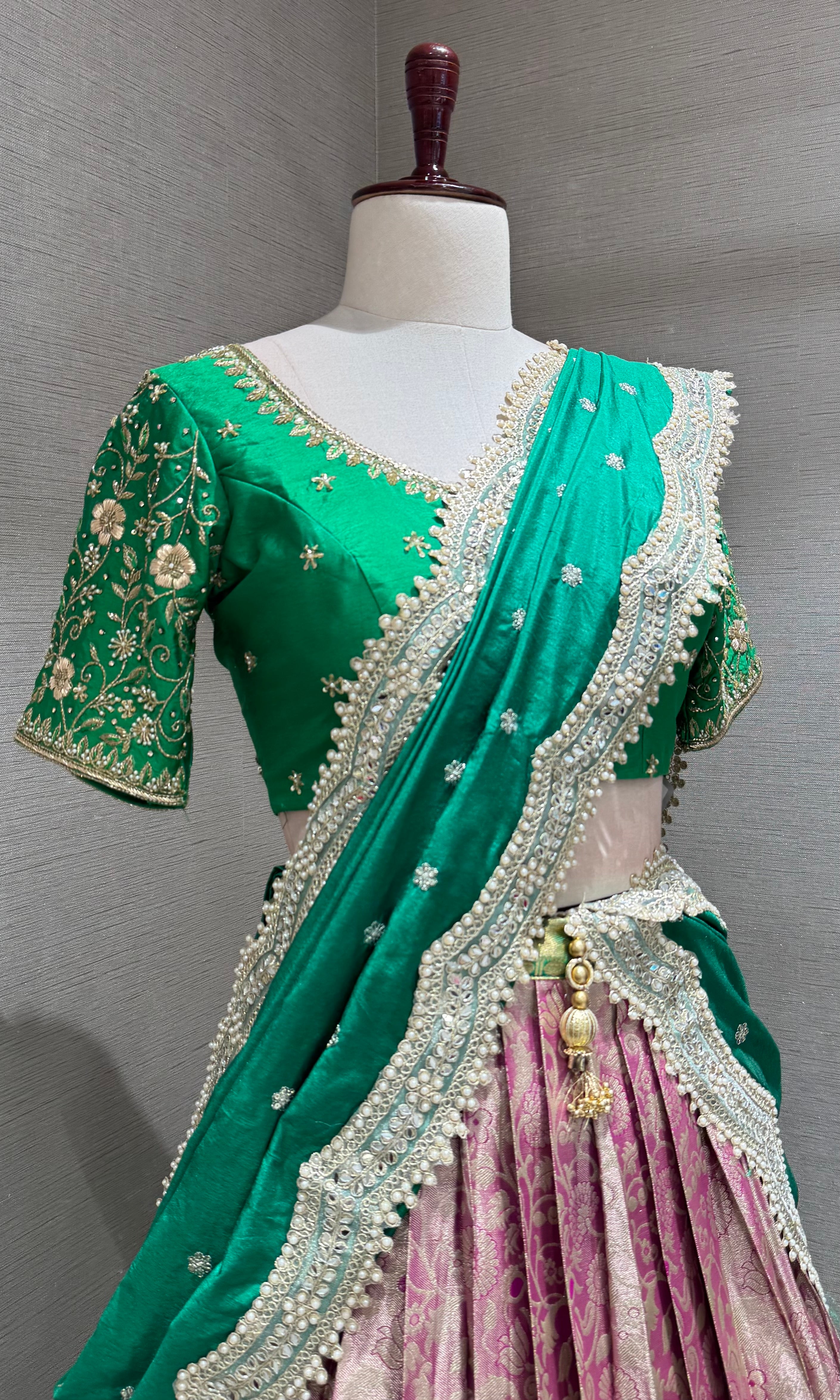 Green Kanchipuram Silk Lehenga Set