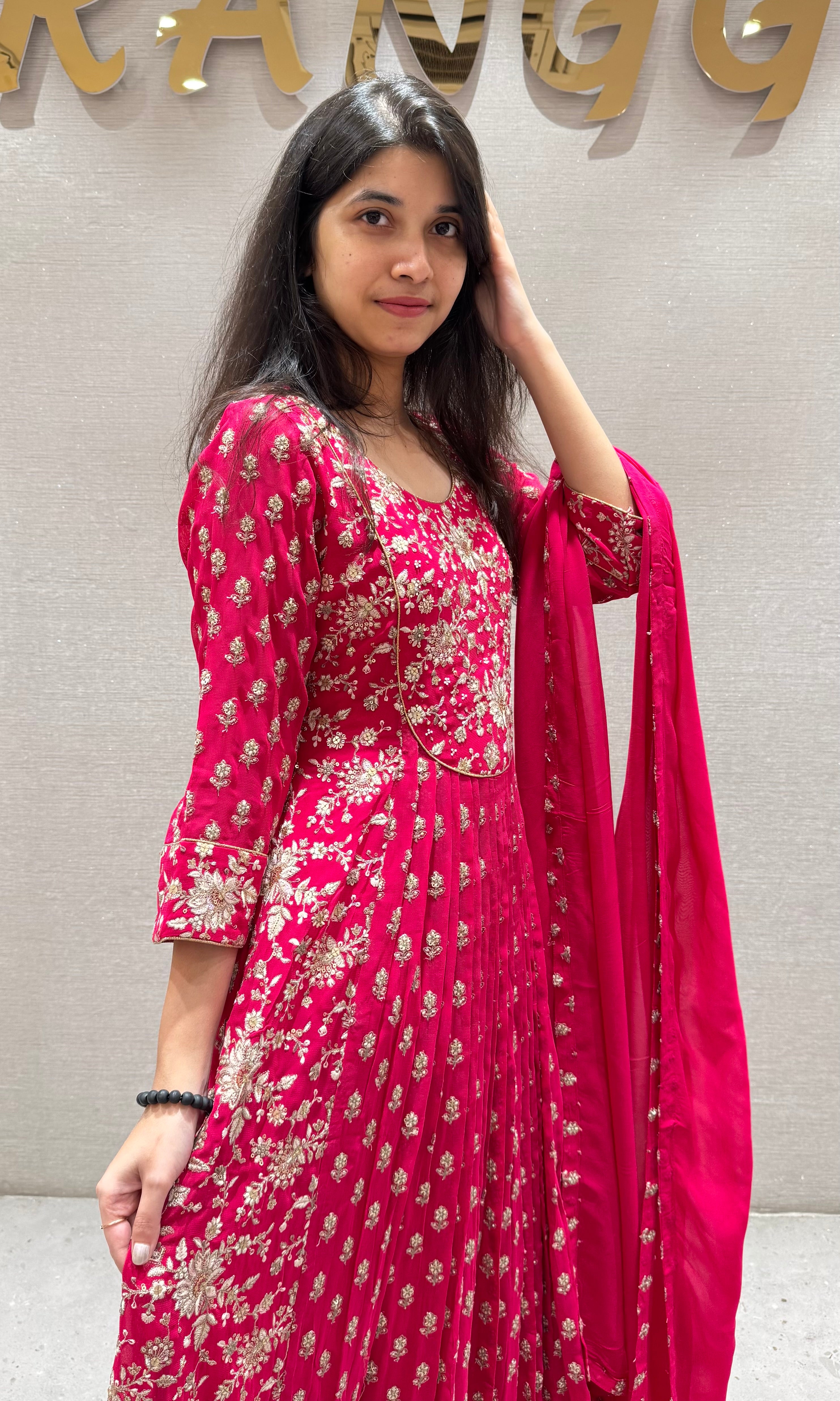 Rani pink ANARKALI long dress