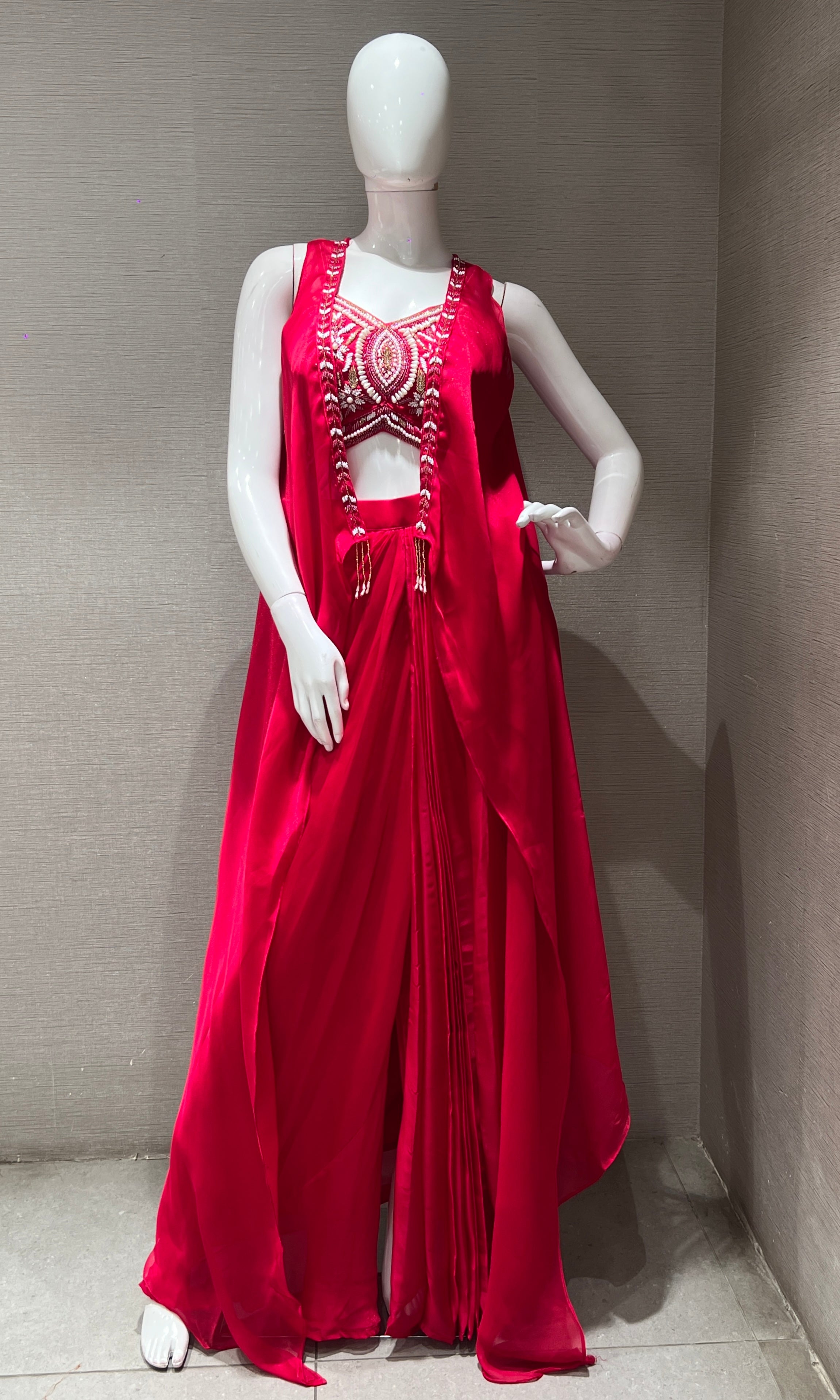 Rani pink EMBELLISHED BLOUSE AND SKIRT