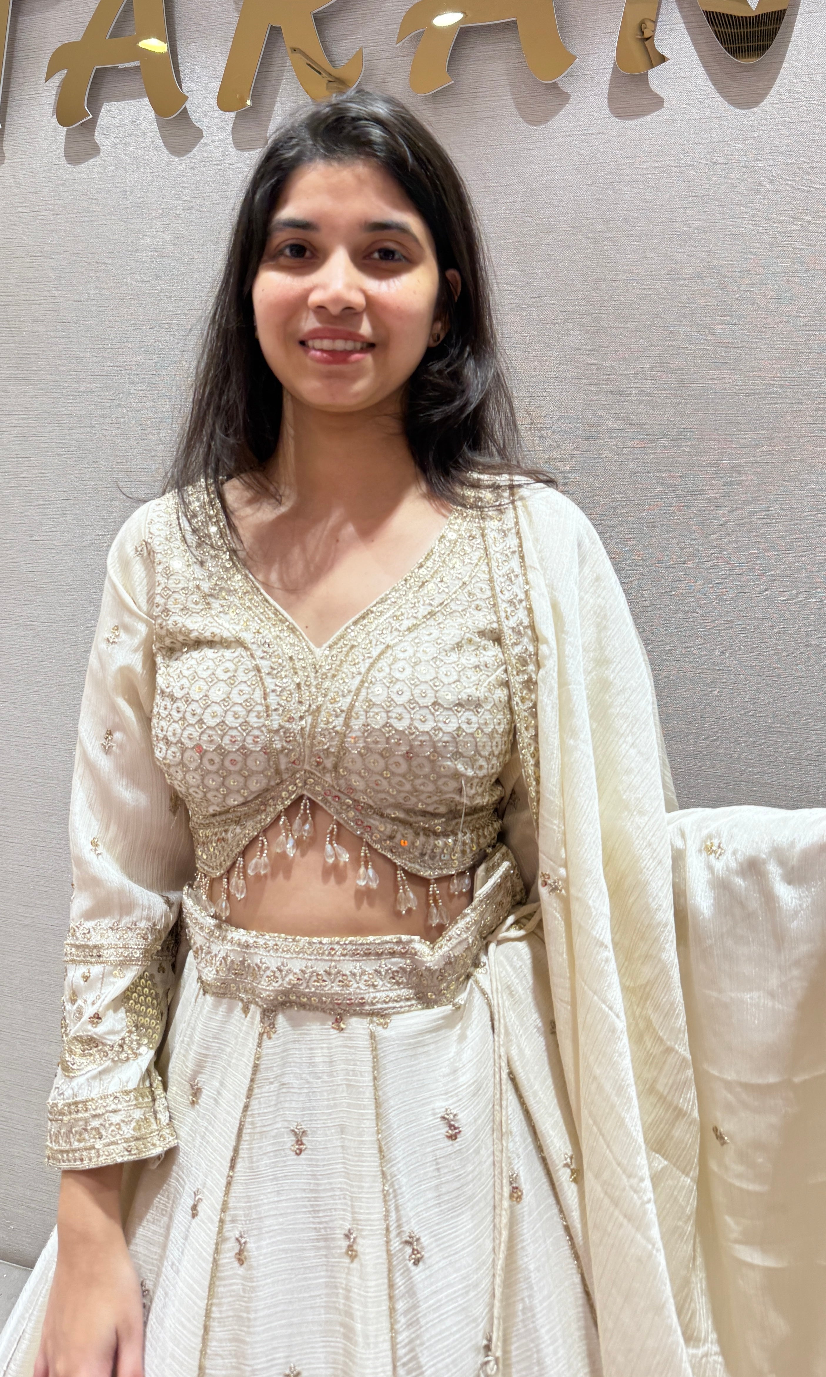 Cream Lehenga