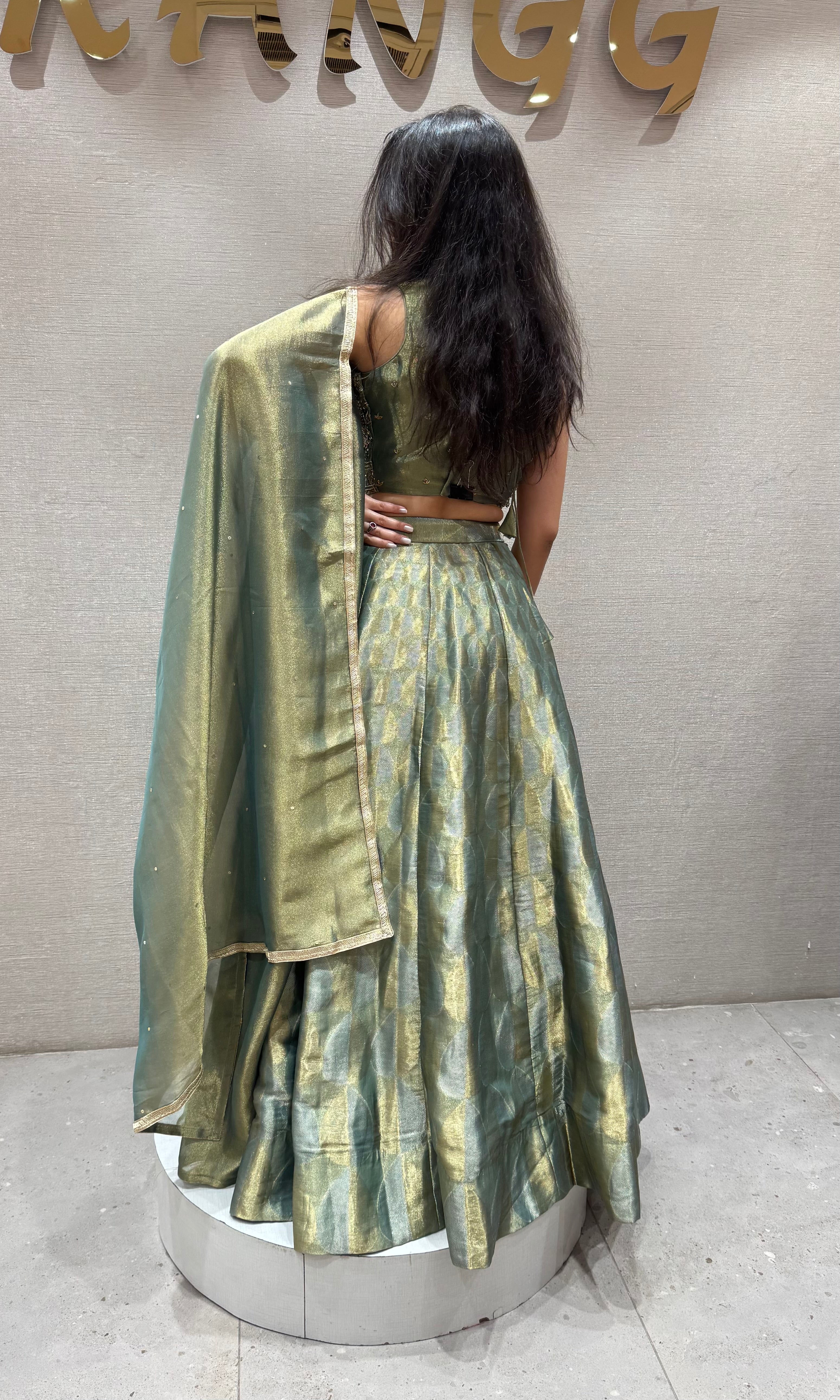 Green Golden Embroidered lehenga