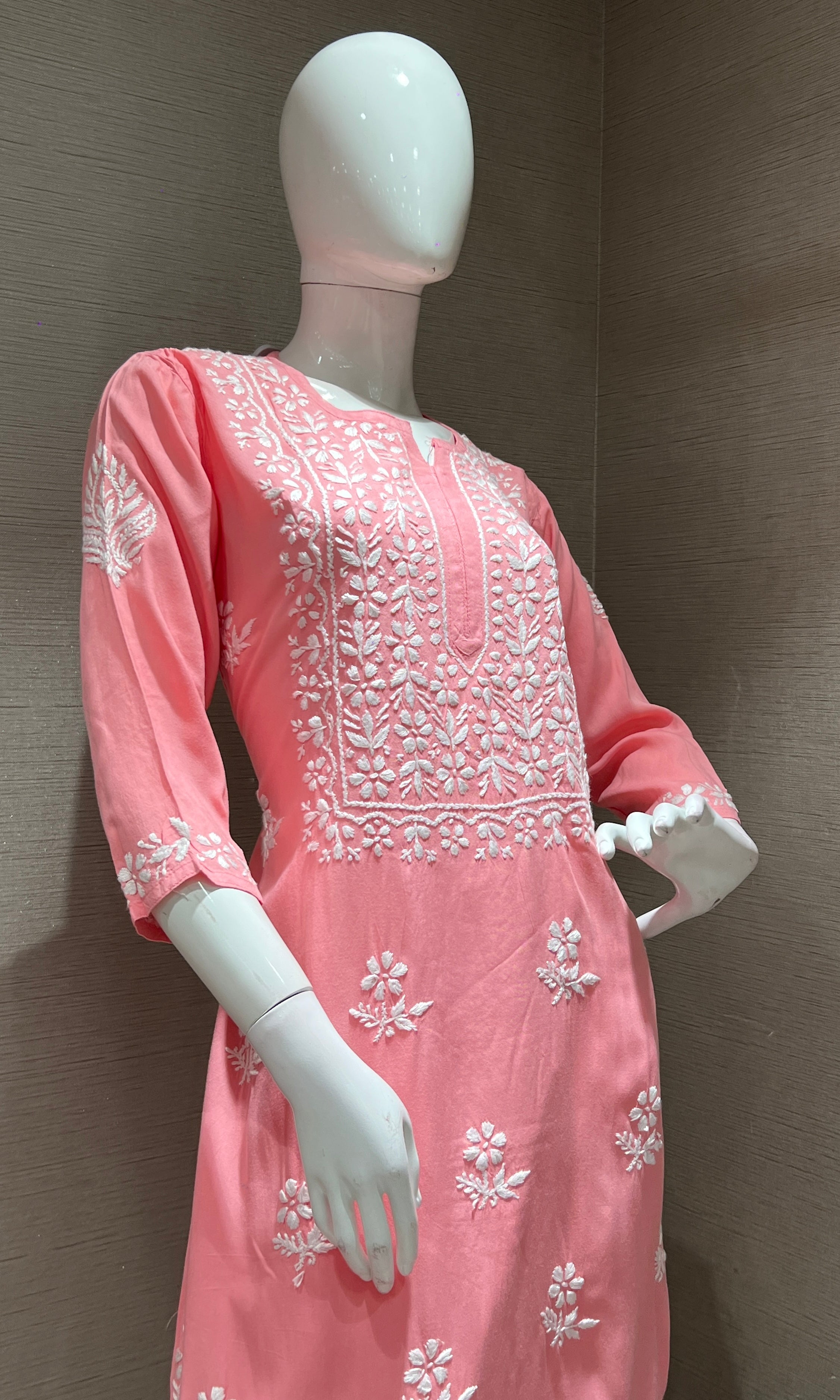 Pink CHINKANKARI KURTA SET