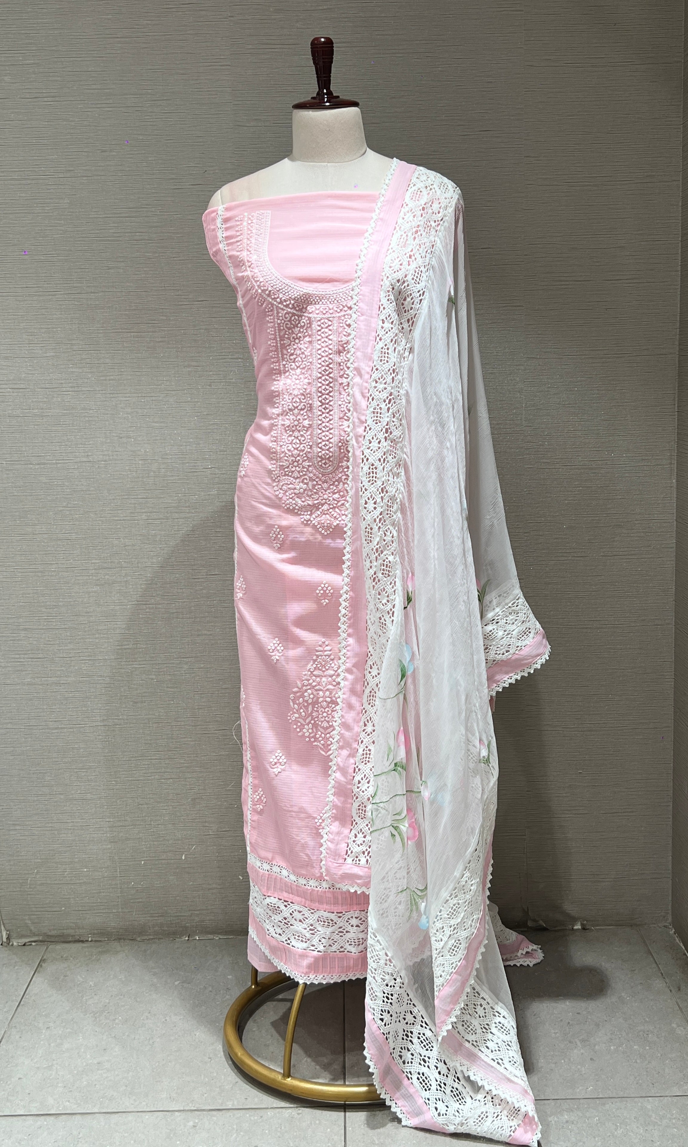 Baby pink dress material