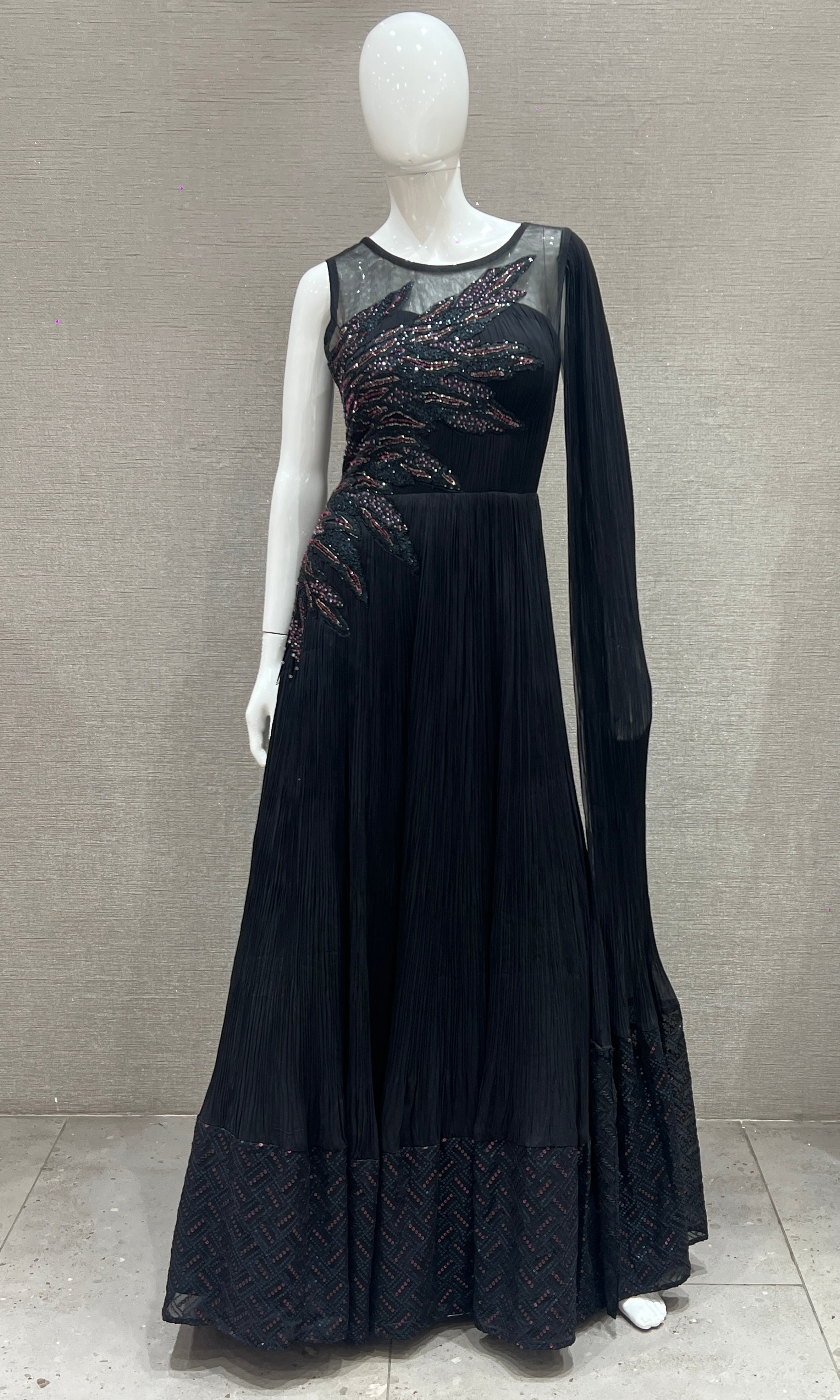 Black designer long dress