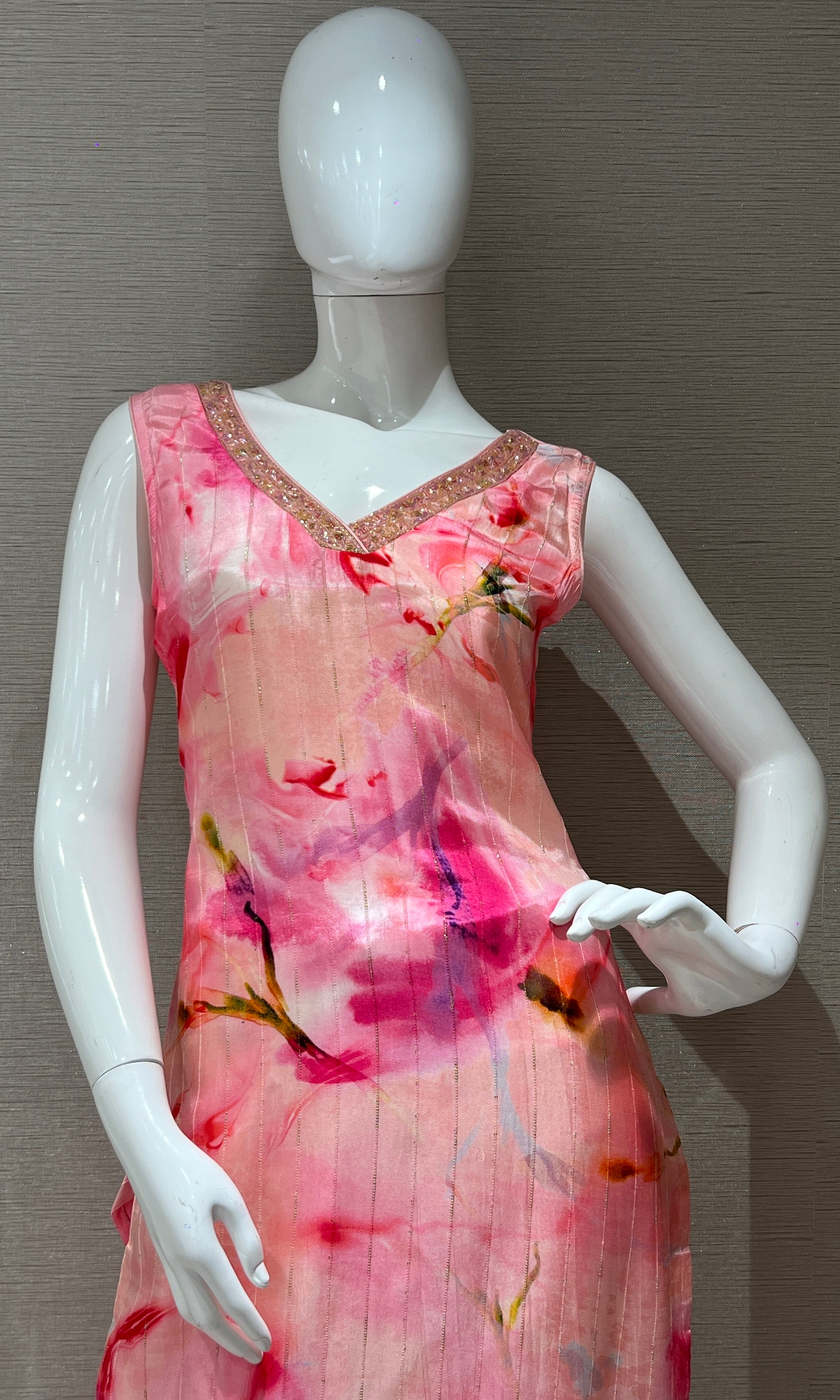 Baby pink kurta set with chiffon dupatta