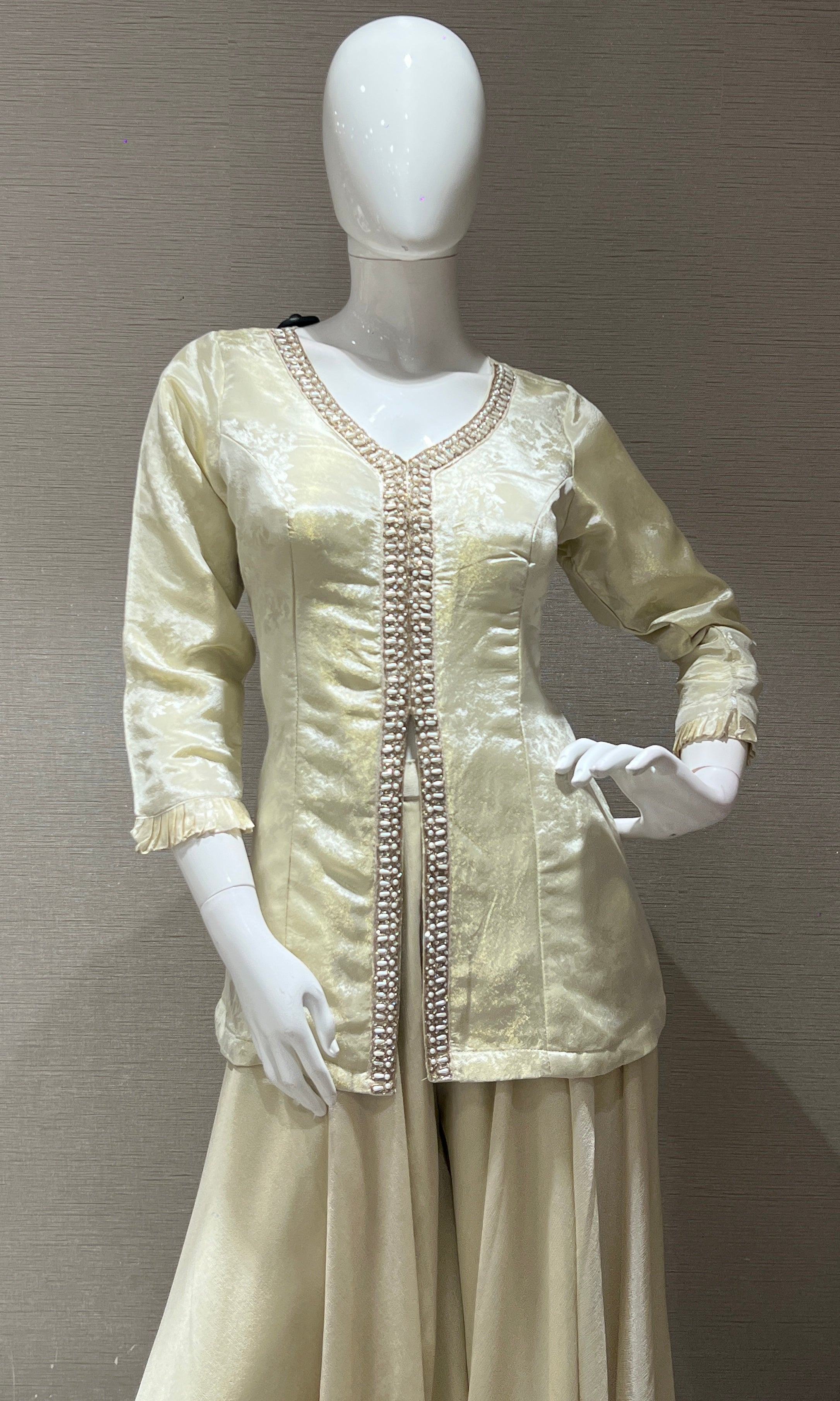 Half White Embroidered Sharara Palazoo