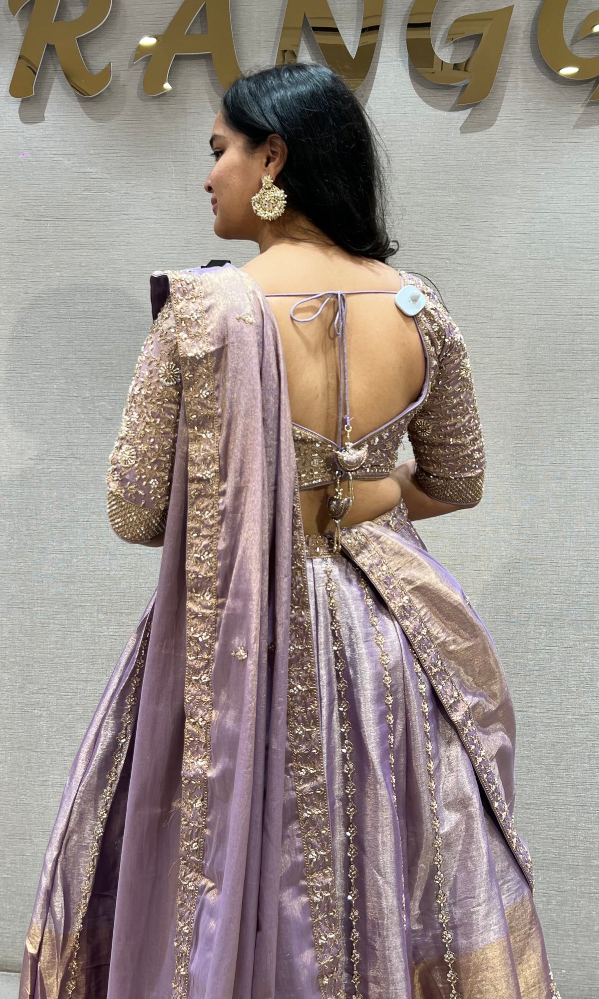 Metallic Lavender Silk Embroidered Lehenga Choli Set