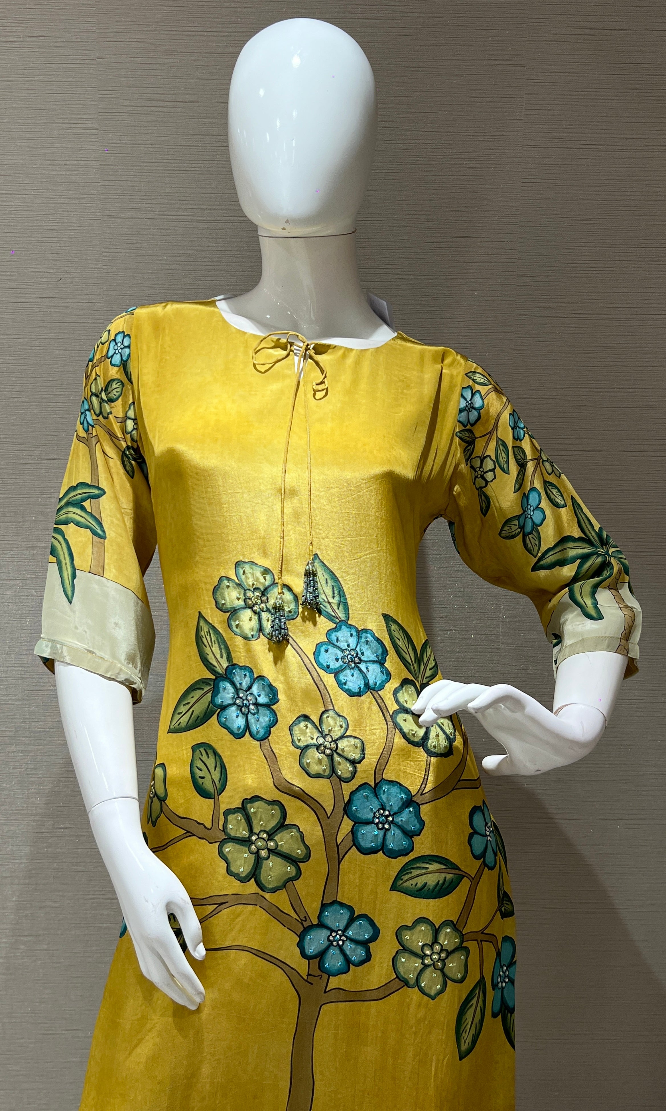 Mehandi green floral print Kurti top